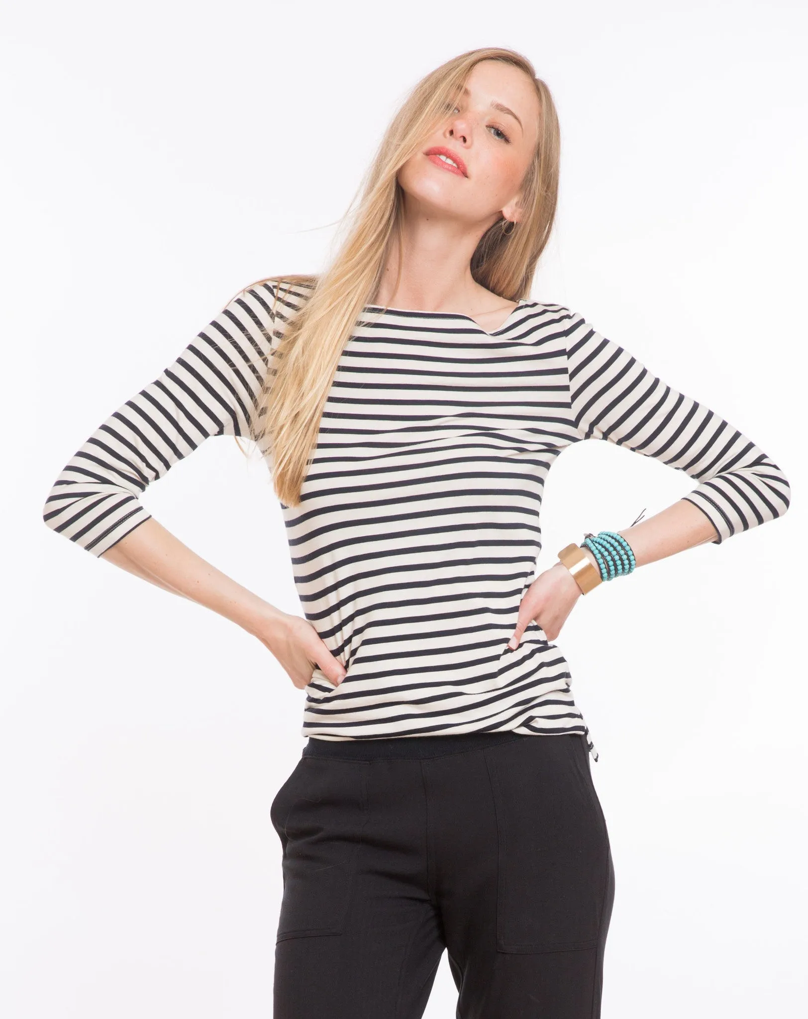 Darby Striped Boatneck Crew - Navy and White Stripe sold by Marine Layer product image thumbnail 2