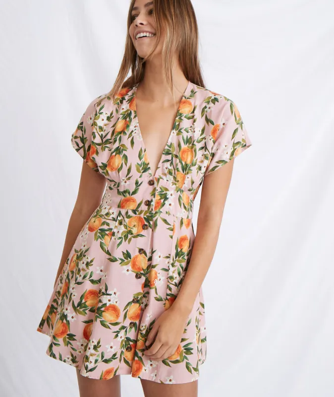 Camila Dress in Orange Print sold by Marine Layer
