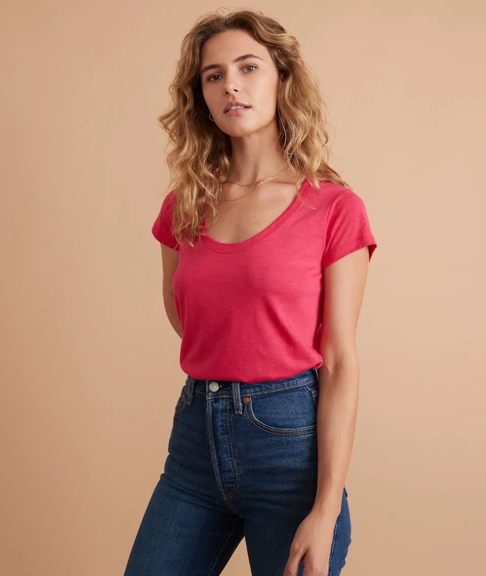 Classic Scoop Neck Tee in Bright Rose sold by Marine Layer product image thumbnail 3