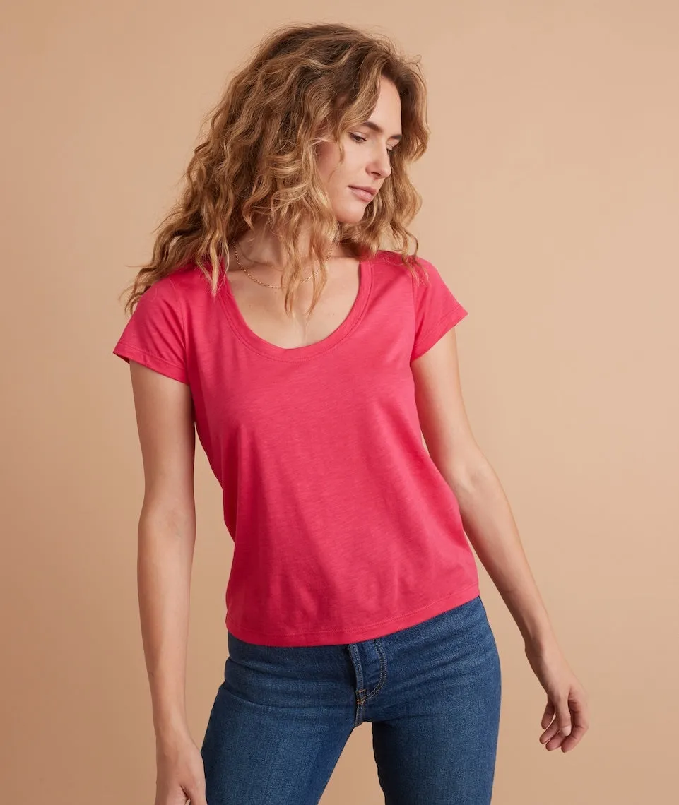Classic Scoop Neck Tee in Bright Rose sold by Marine Layer product image thumbnail 2