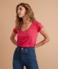 Classic Scoop Neck Tee in Bright Rose sold by Marine Layer