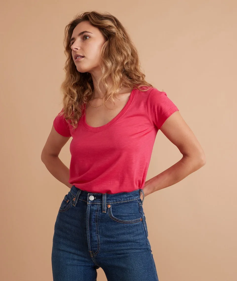 Classic Scoop Neck Tee in Bright Rose sold by Marine Layer product image thumbnail 5