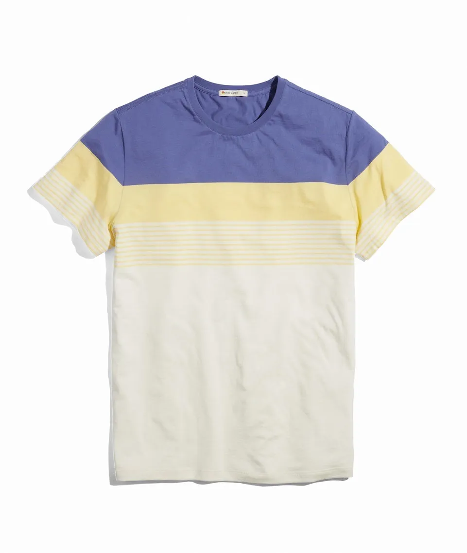Signature Crew Tee in Cobalt/Apricot sold by Marine Layer