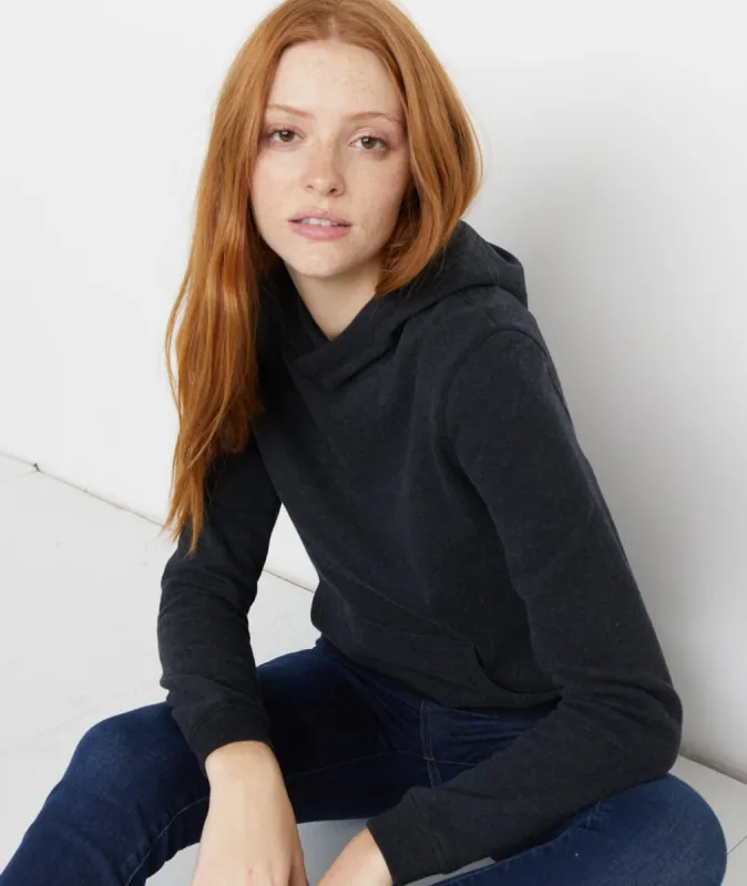 Regina Cowlneck Hoodie in Jet Black Heather sold by Marine Layer