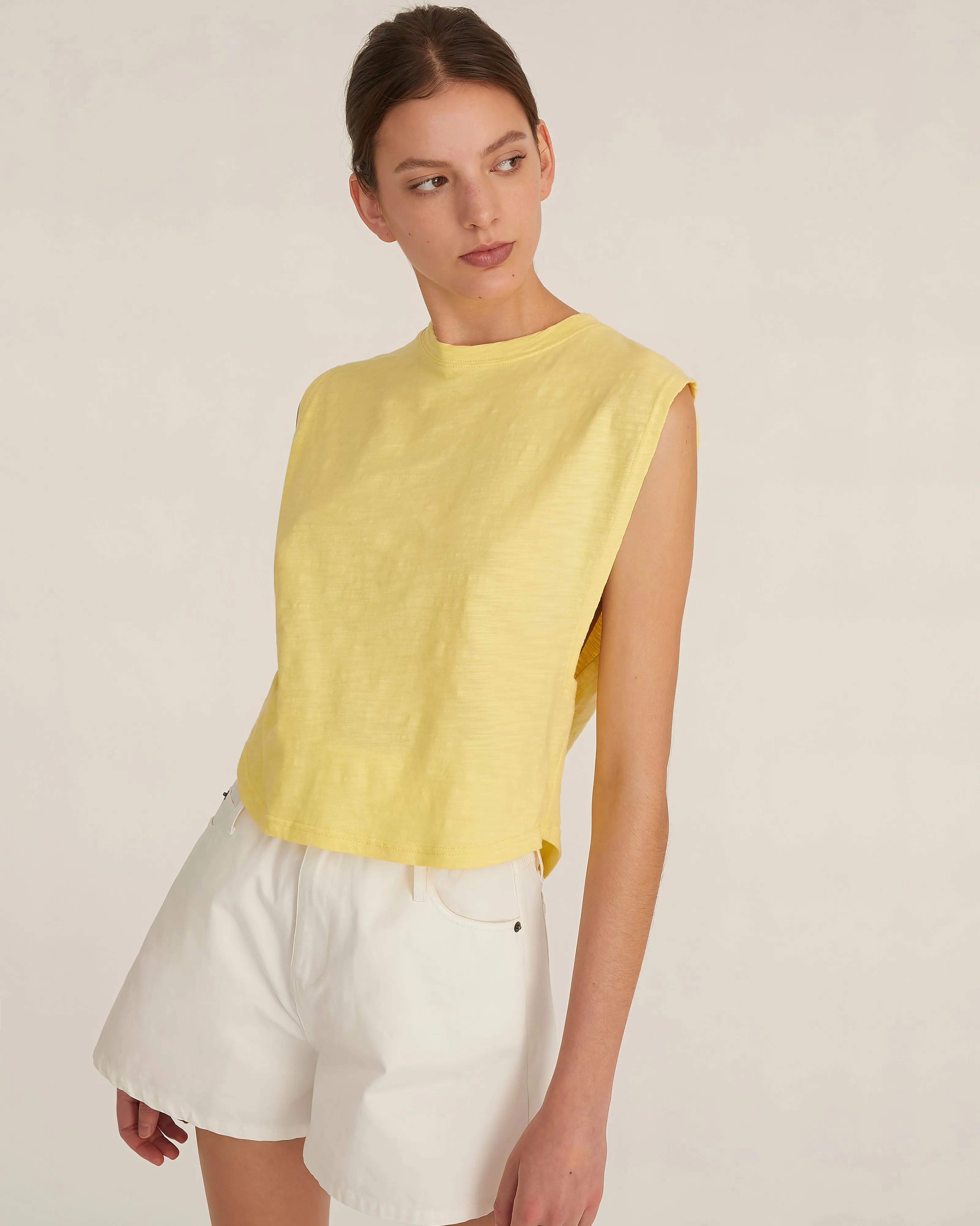 So Relaxed Slub Jersey Muscle Tee in Citrine sold by Marissa Webb