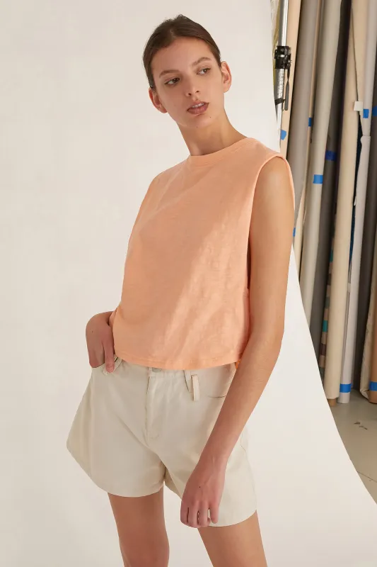 So Relaxed Slub Jersey Muscle Tee in Papaya sold by Marissa Webb