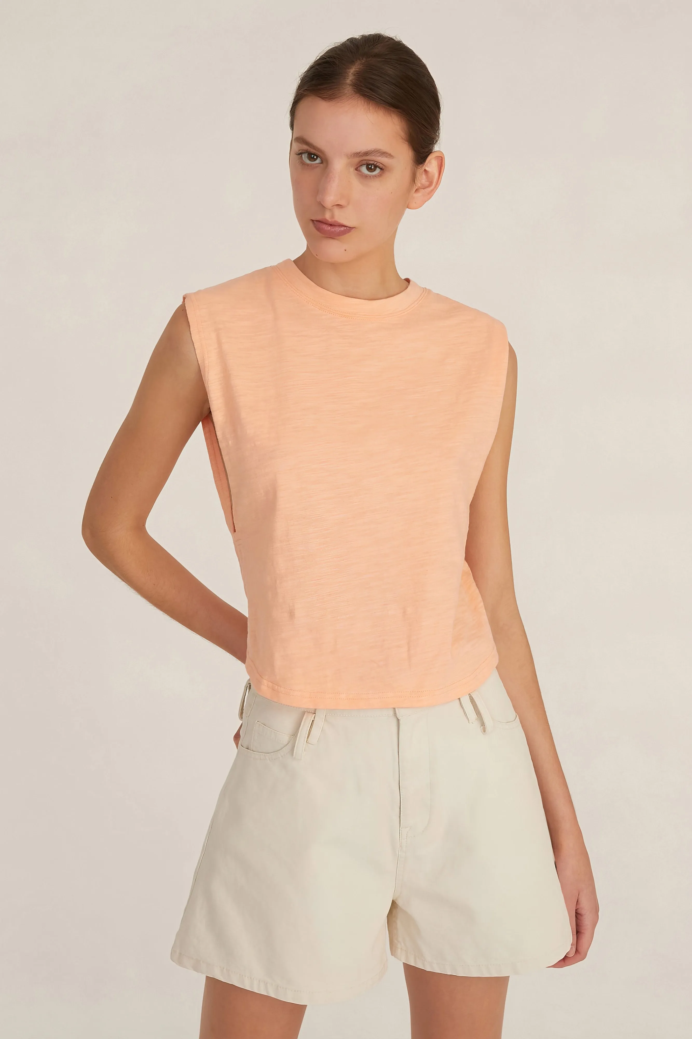 So Relaxed Slub Jersey Muscle Tee in Papaya sold by Marissa Webb product image thumbnail 2