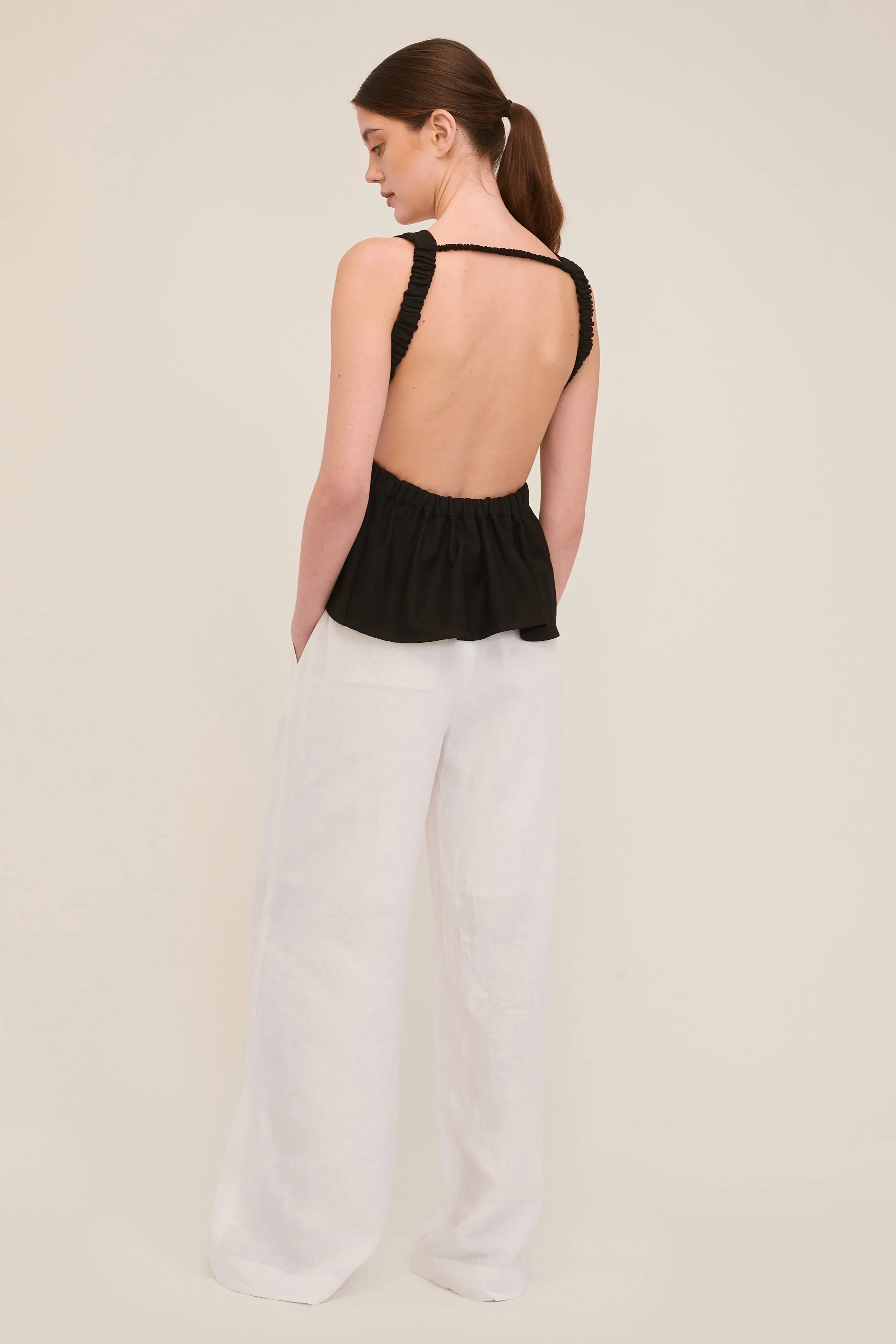 Linen Wide Leg Trouser in White sold by Marissa Webb product image thumbnail 5