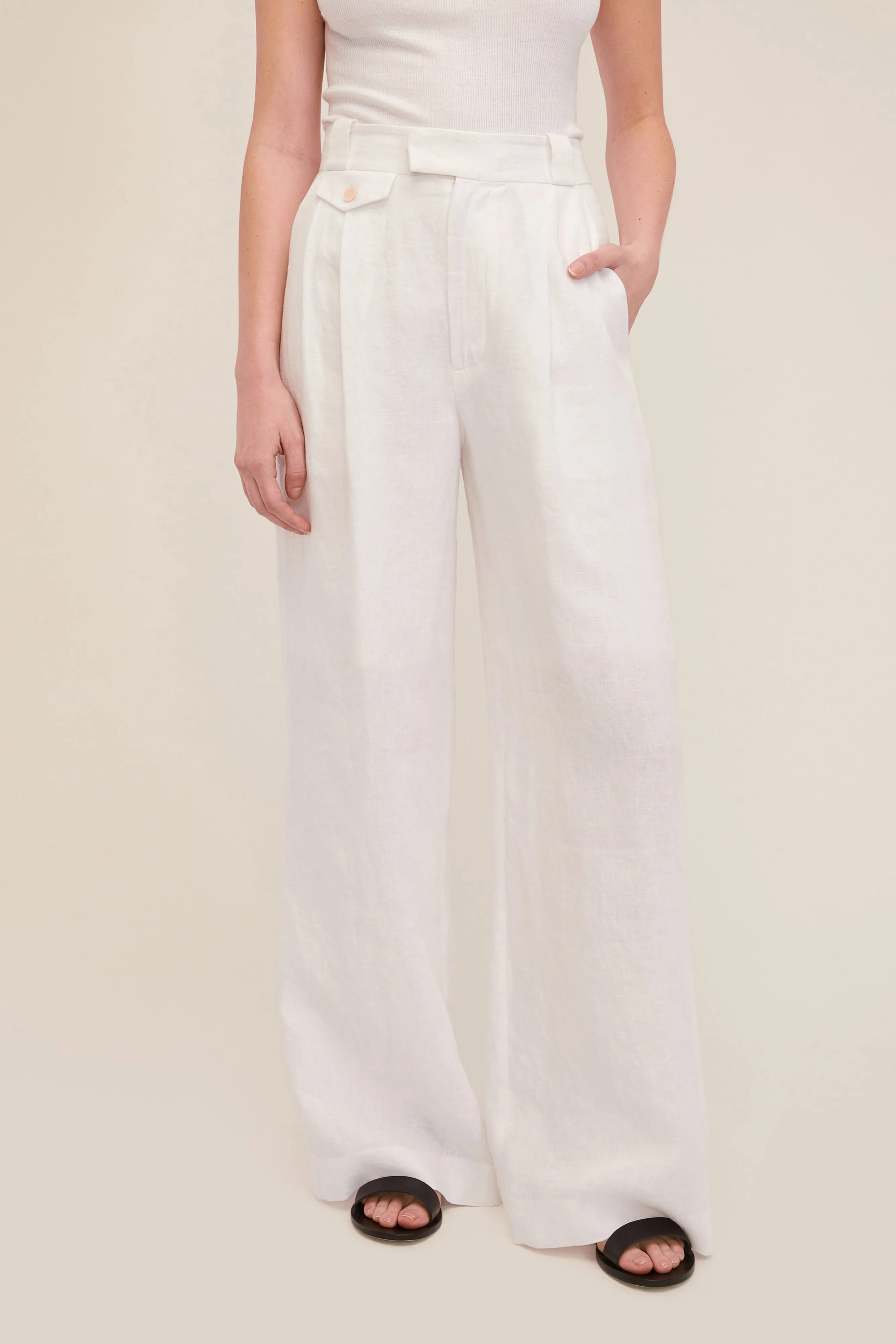 Linen Wide Leg Trouser in White sold by Marissa Webb product image thumbnail 2