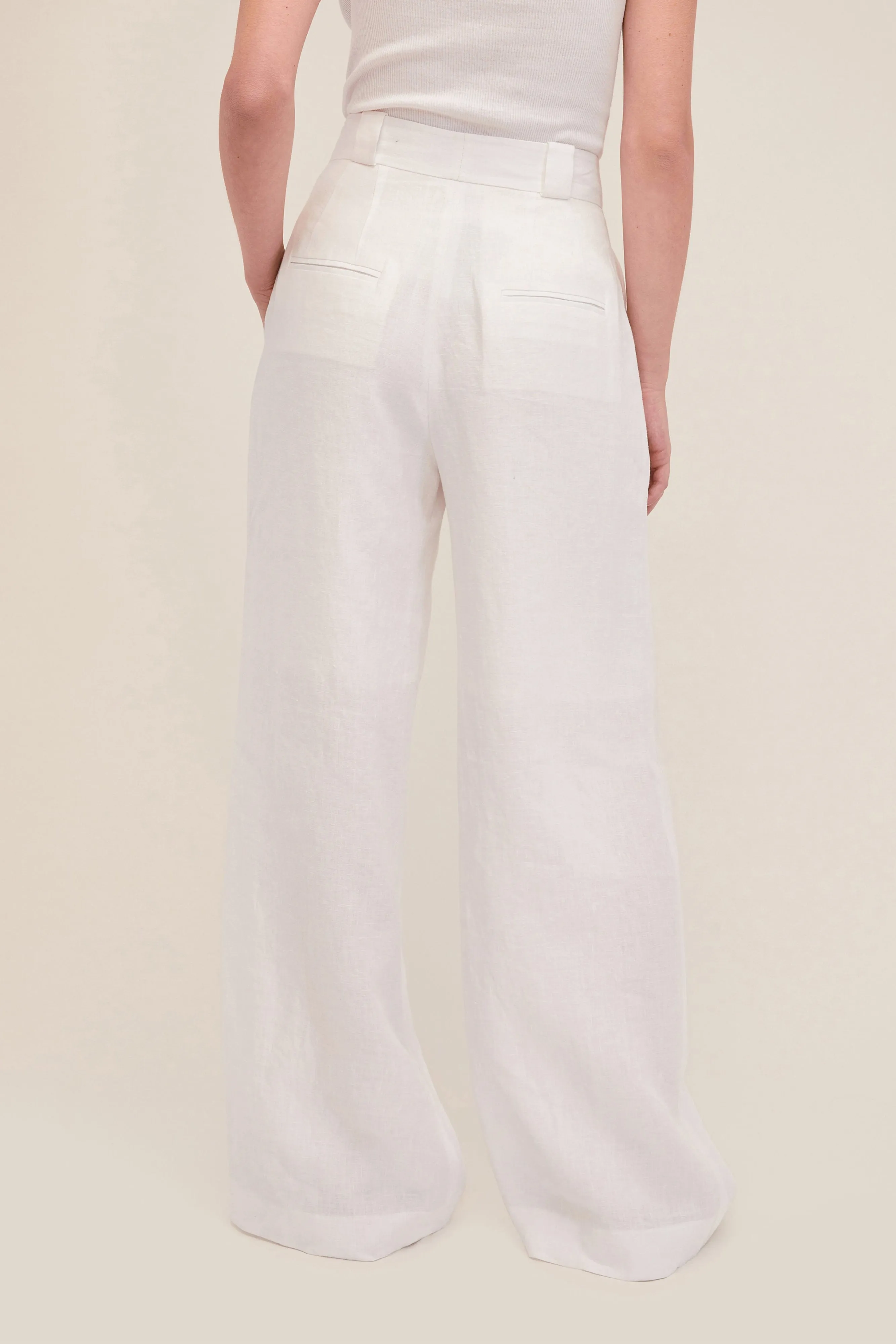 Linen Wide Leg Trouser in White sold by Marissa Webb product image thumbnail 4