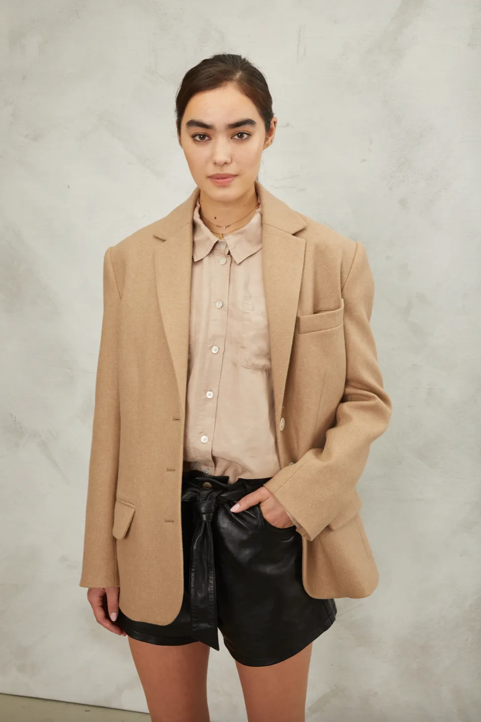 Davie Washed Cupro Button Down in Washed Sepia sold by Marissa Webb product image thumbnail 4