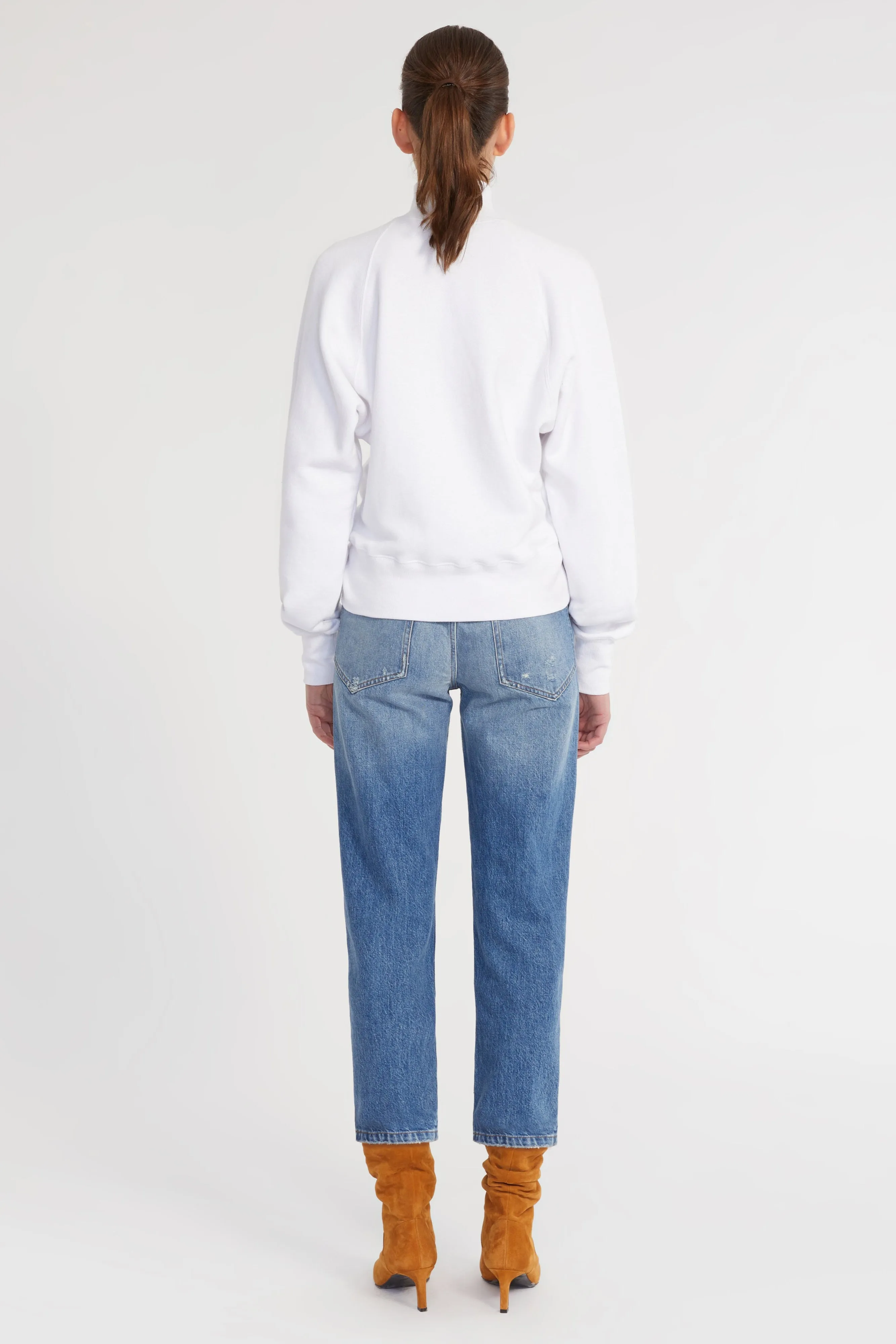 So Uptight French Terry Funnel Neck Zip Sweatshirt in White sold by Marissa Webb product image thumbnail 4