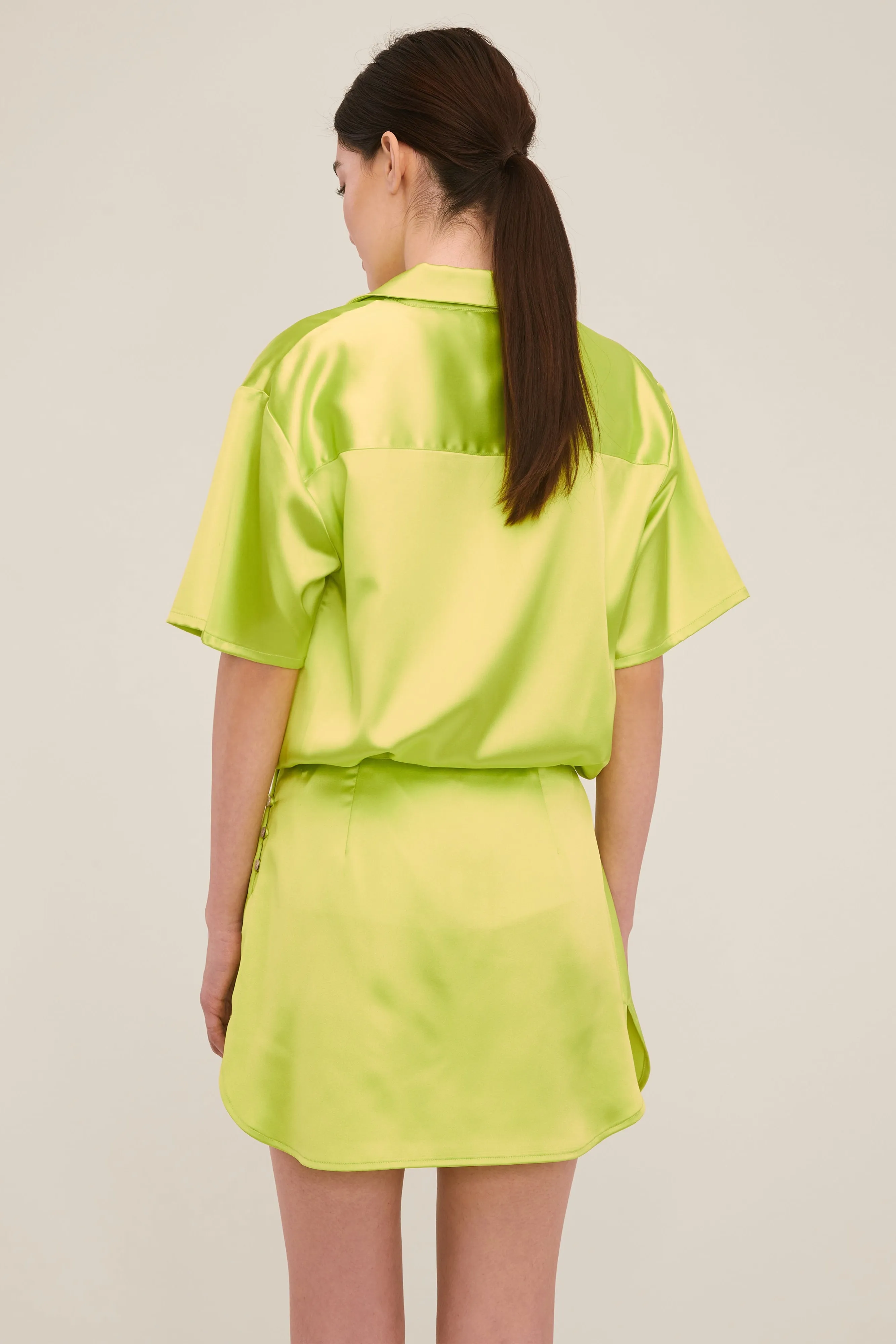 Kyle Satin Slip Mini Skirt in Neon Lime sold by Marissa Webb product image thumbnail 3