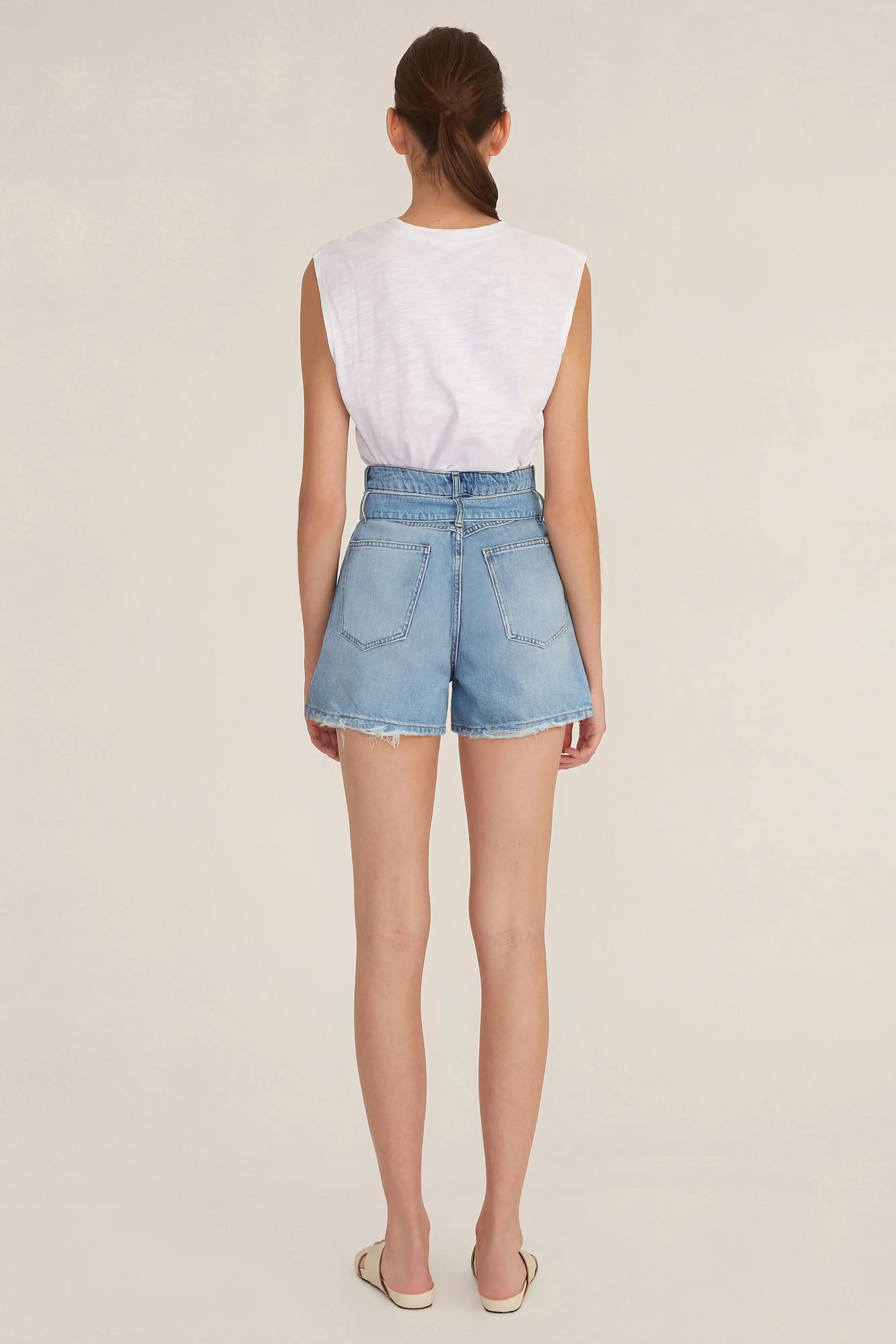 Banks Paper Bag Distressed Denim Boyfriend Short sold by Marissa Webb product image thumbnail 5