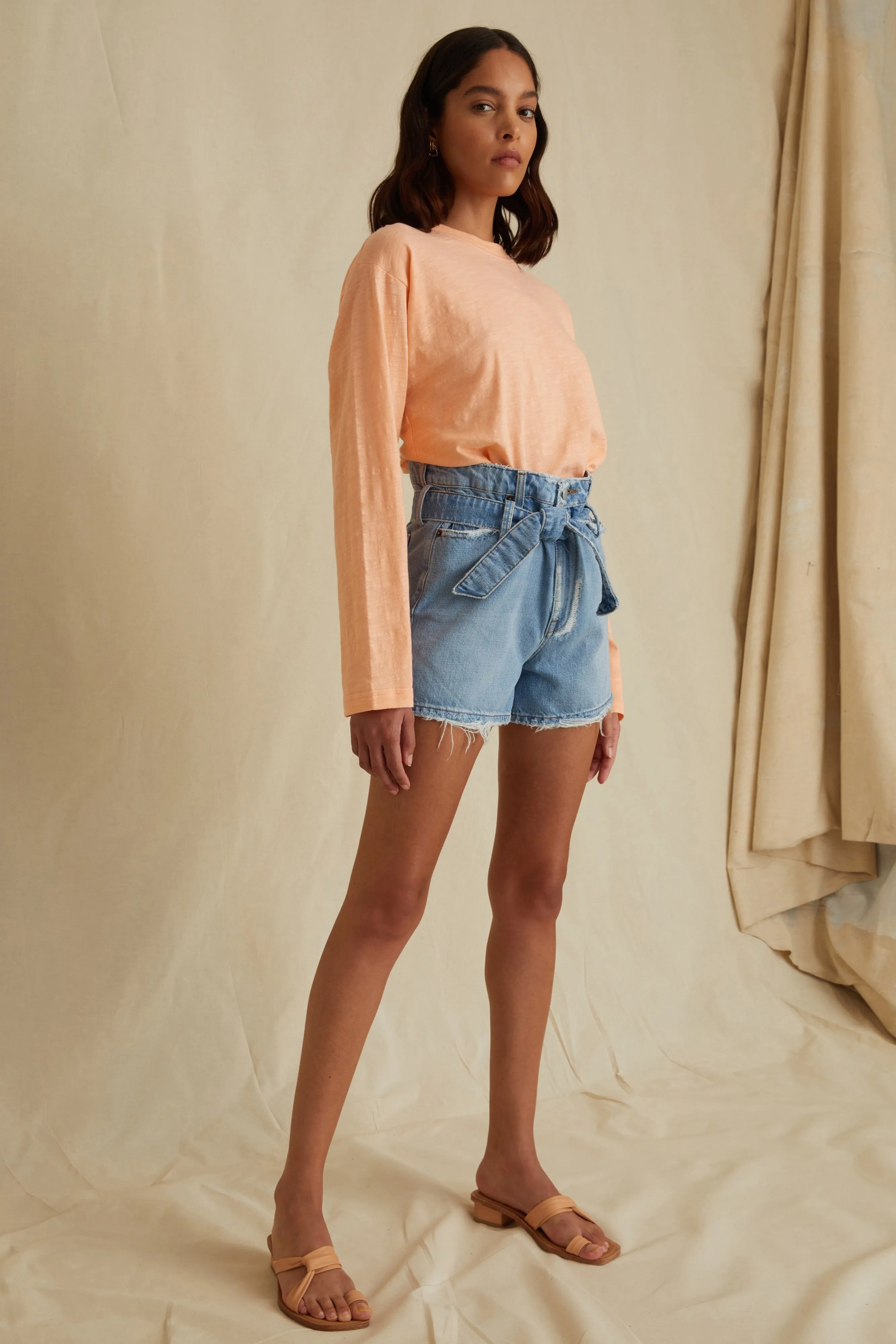 Banks Paper Bag Distressed Denim Boyfriend Short sold by Marissa Webb product image thumbnail 2