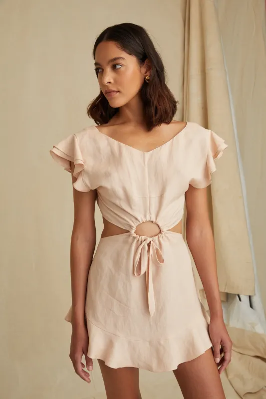 Kaia Linen Blend Cut Out Mini Dress sold by Marissa Webb