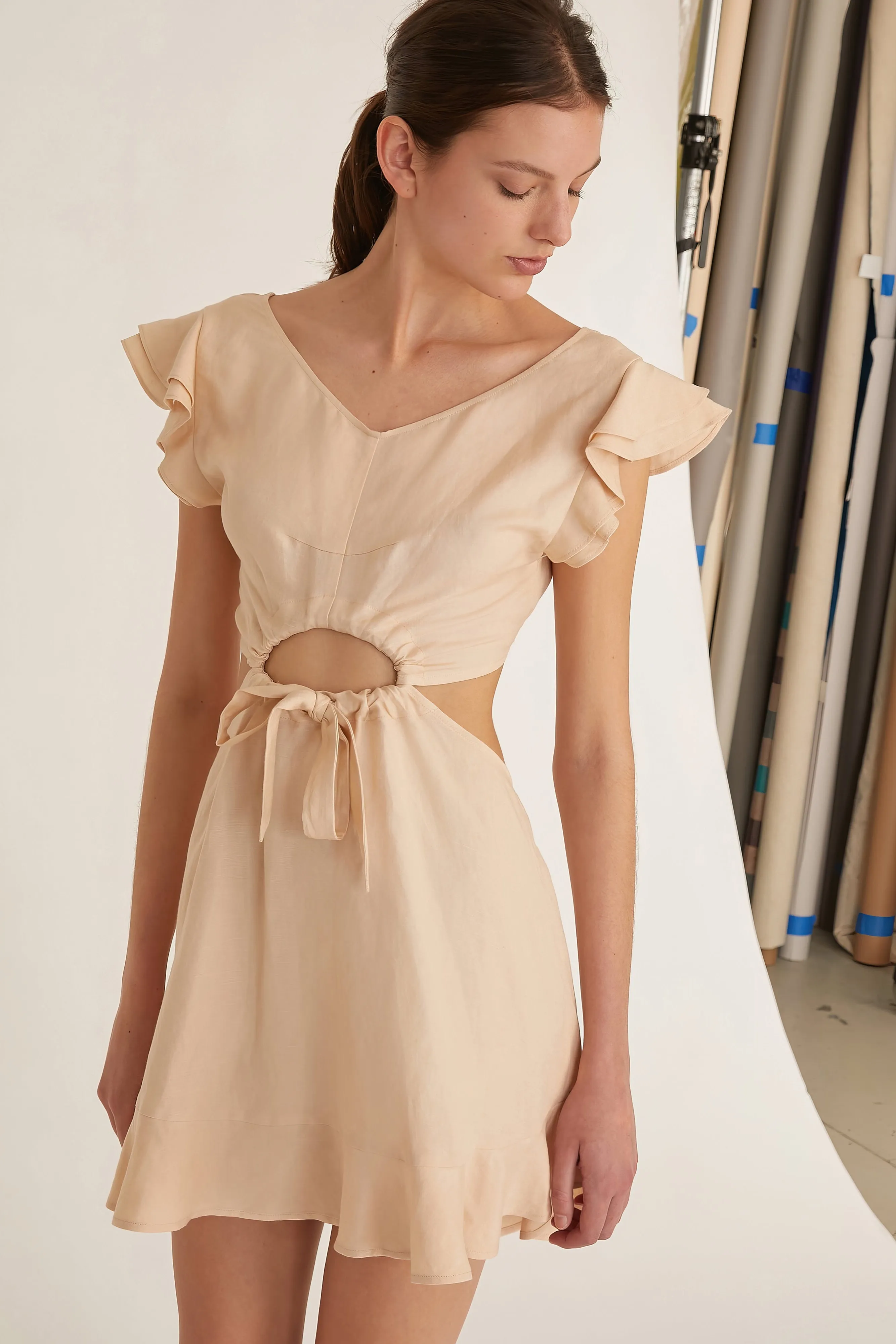 Kaia Linen Blend Cut Out Mini Dress sold by Marissa Webb product image thumbnail 2