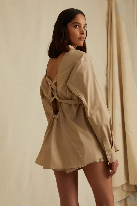 Lennox Canvas Tie-Back Button Down sold by Marissa Webb