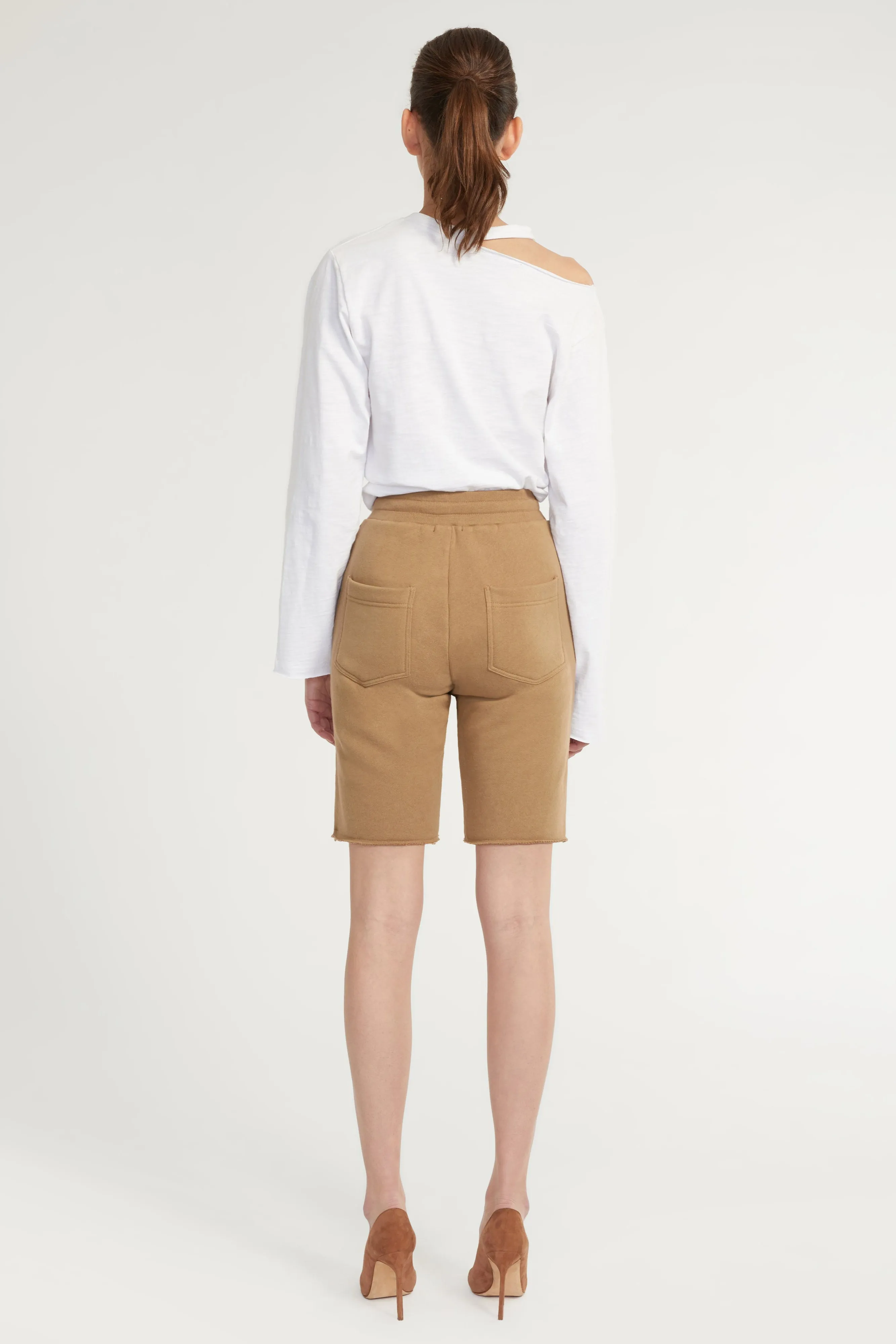 Romy Raw Edge French Terry Bermuda Short in Light Mocha sold by Marissa Webb product image thumbnail 4