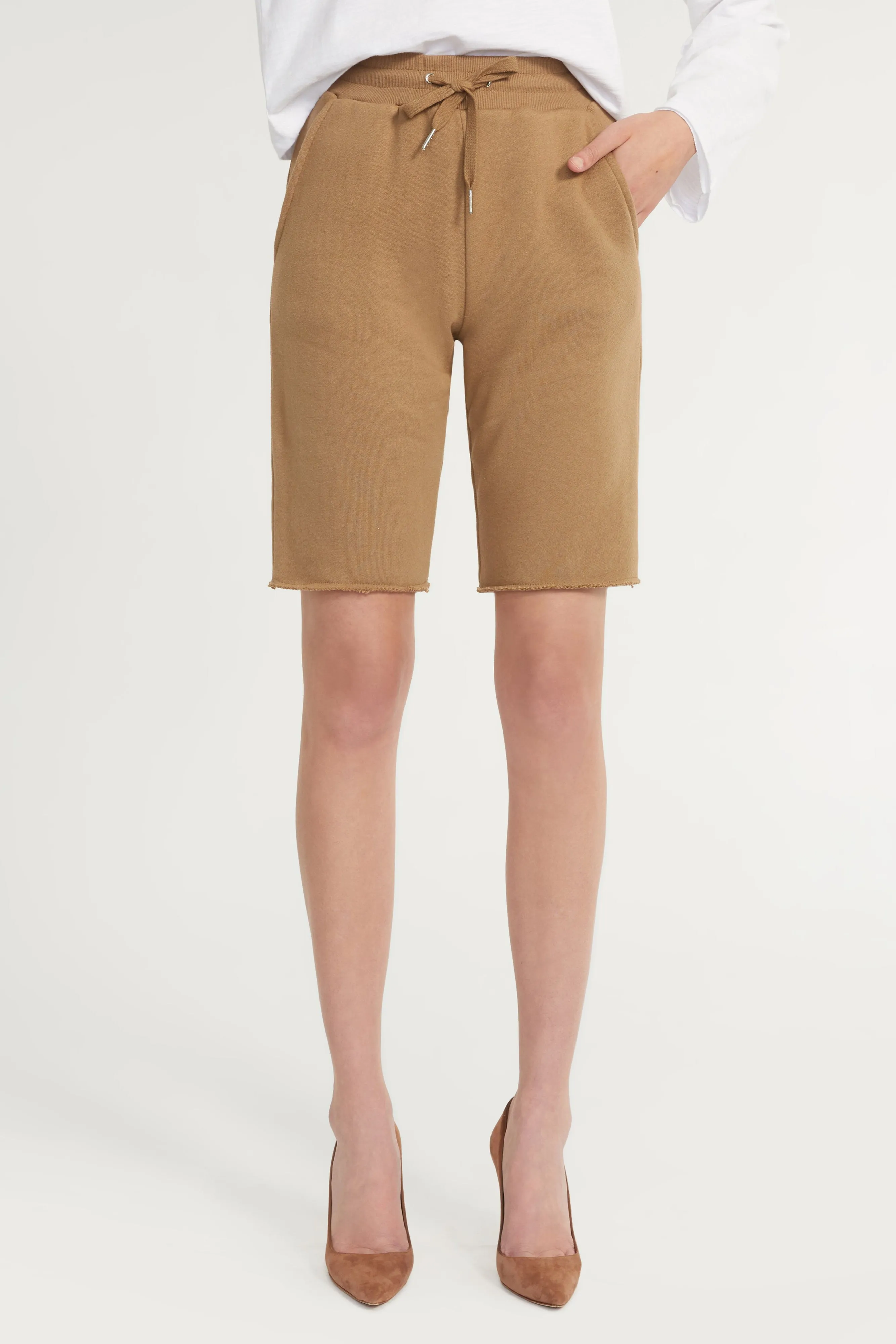 Romy Raw Edge French Terry Bermuda Short in Light Mocha sold by Marissa Webb product image thumbnail 2