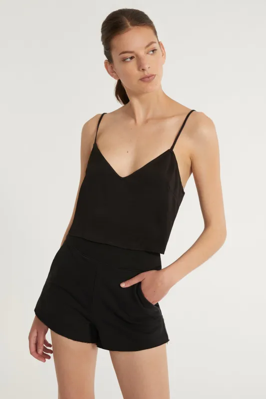 So High Waisted Slub Cotton Short in Black sold by Marissa Webb