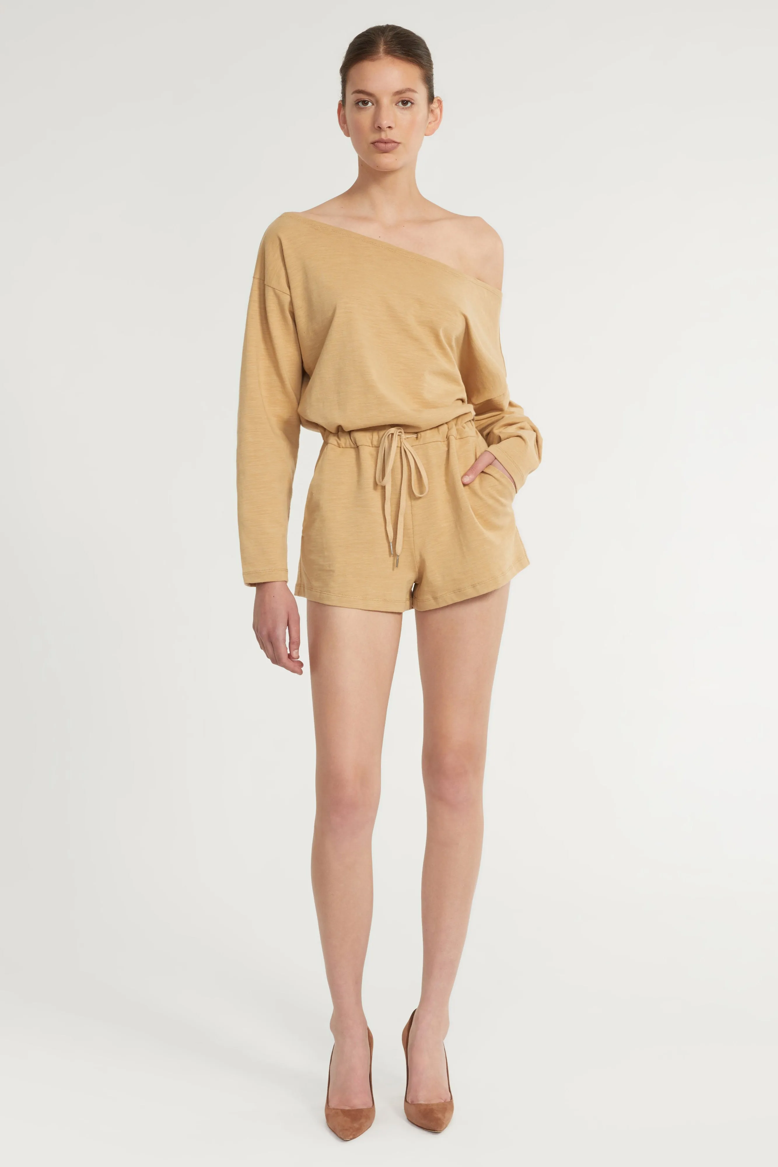 Marlo Drop Shoulder Knit Romper in Sedona sold by Marissa Webb product image thumbnail 3