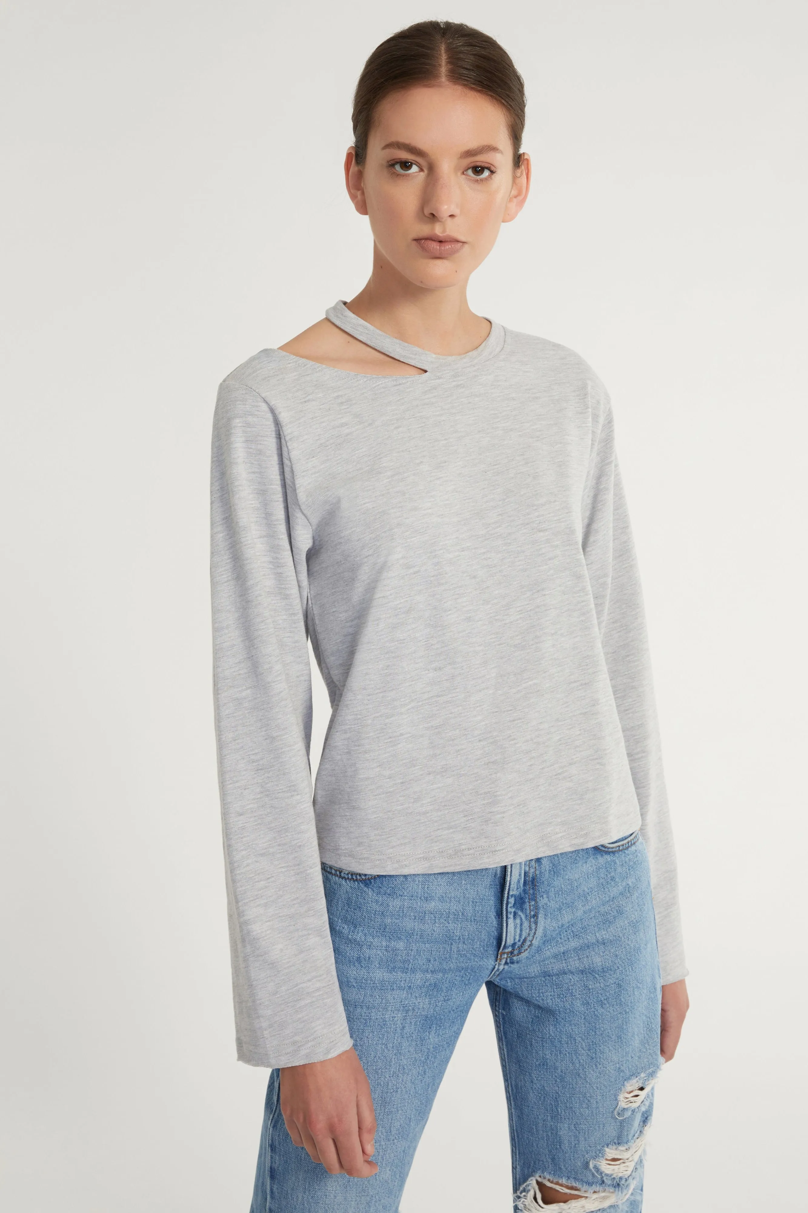 Tate Cut Out Long Sleeve in Light Heather Grey sold by Marissa Webb product image thumbnail 3