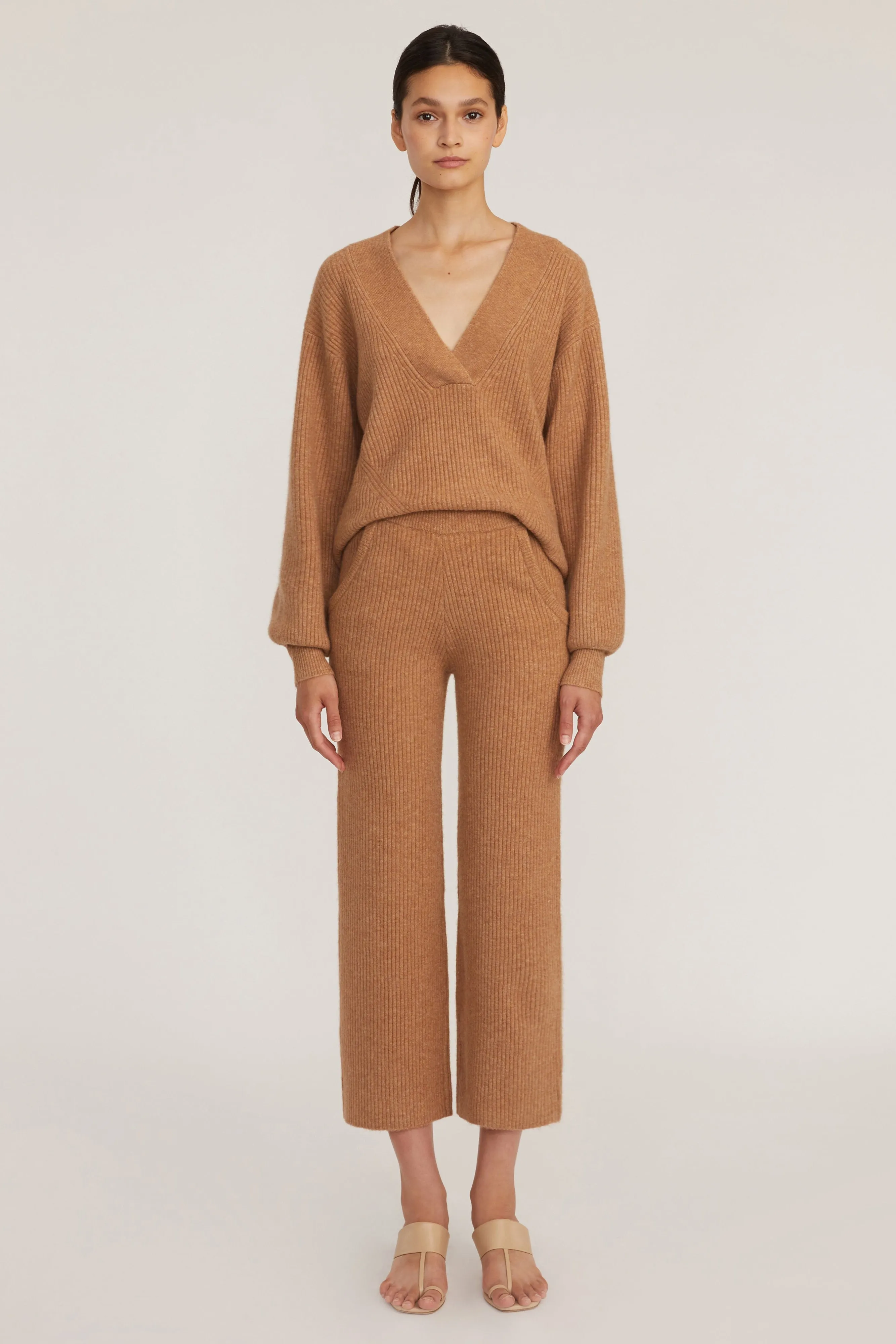 Arie Ribbed Cashmere Blend Pant in Camel sold by Marissa Webb product image thumbnail 3