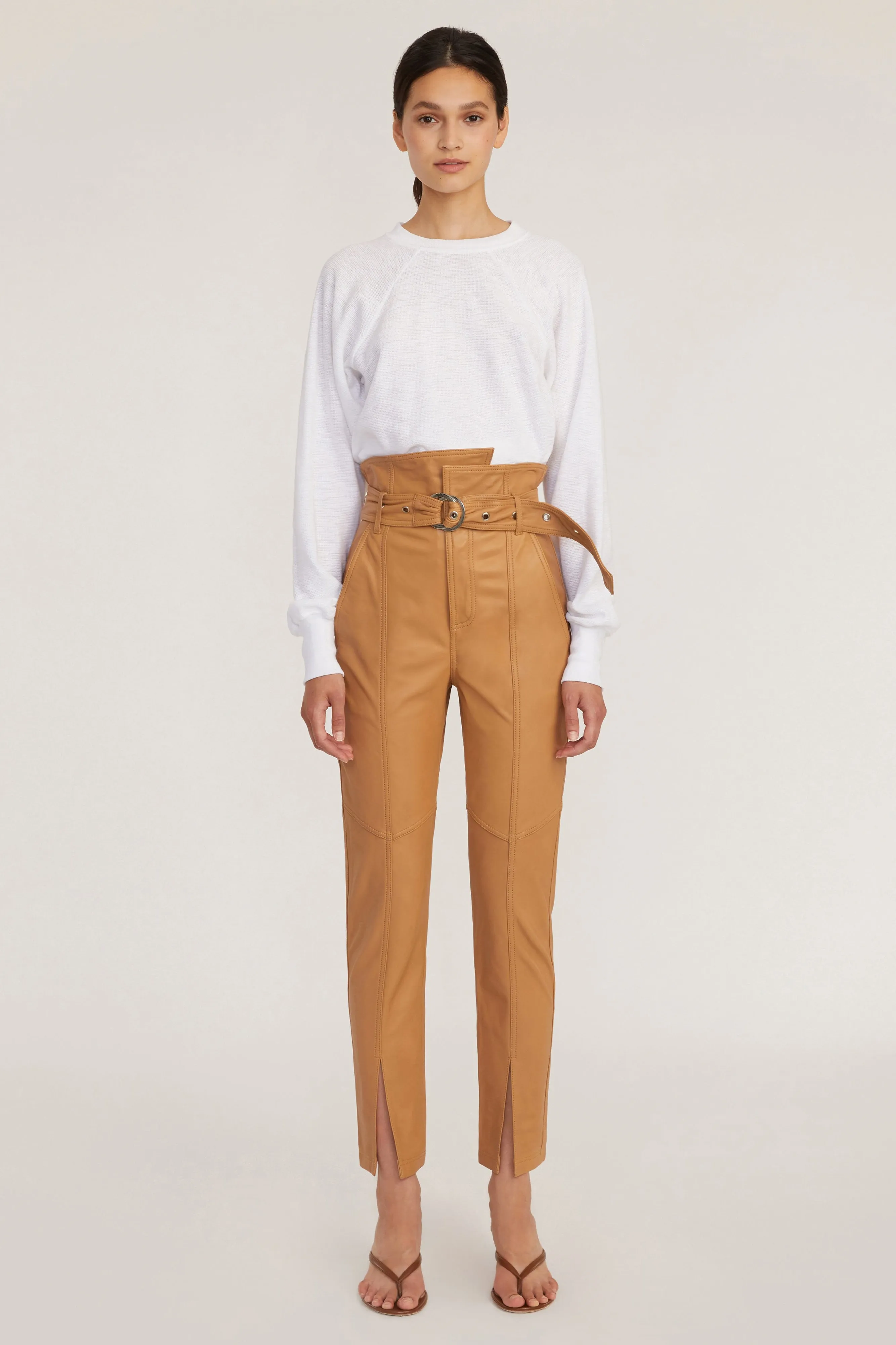 Anniston Split Hem Leather Pant in Fawn sold by Marissa Webb product image thumbnail 2