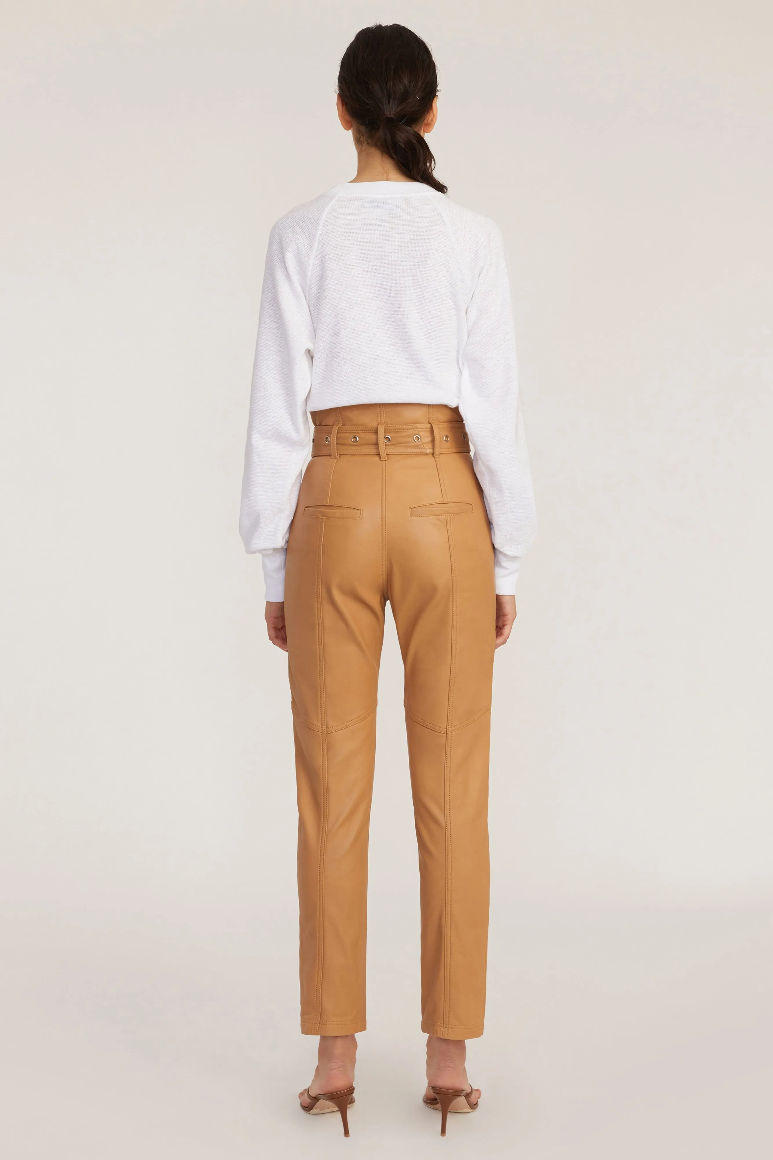 Anniston Split Hem Leather Pant in Fawn sold by Marissa Webb product image thumbnail 4