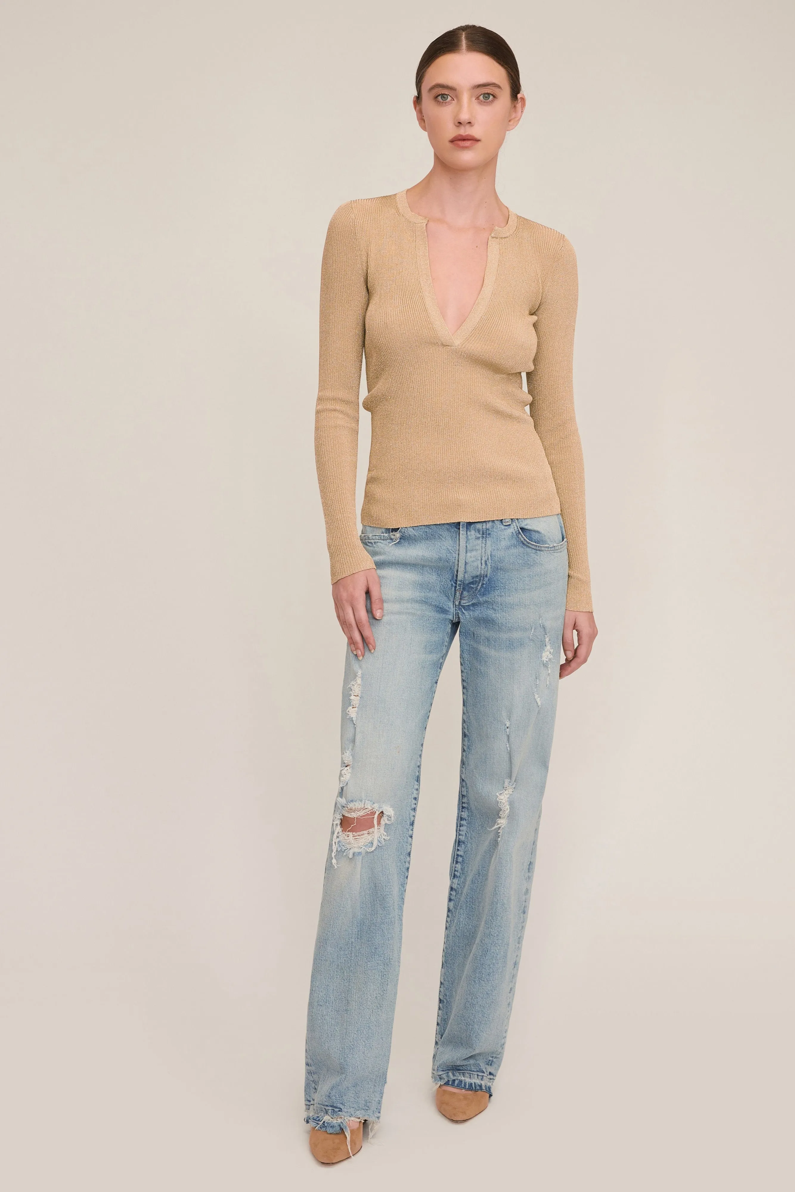 Daria Ribbed Sweater Henley sold by Marissa Webb