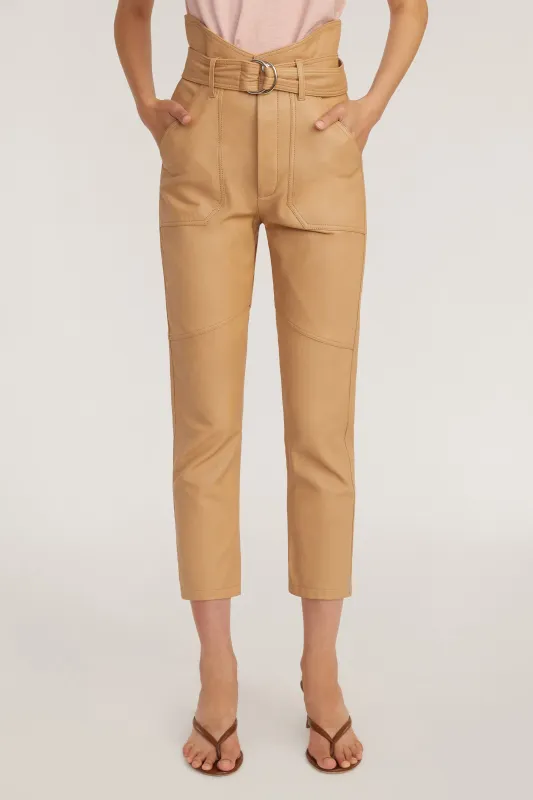 Bennett Patch Pocket Leather Pant in Desert made by Marissa Webb