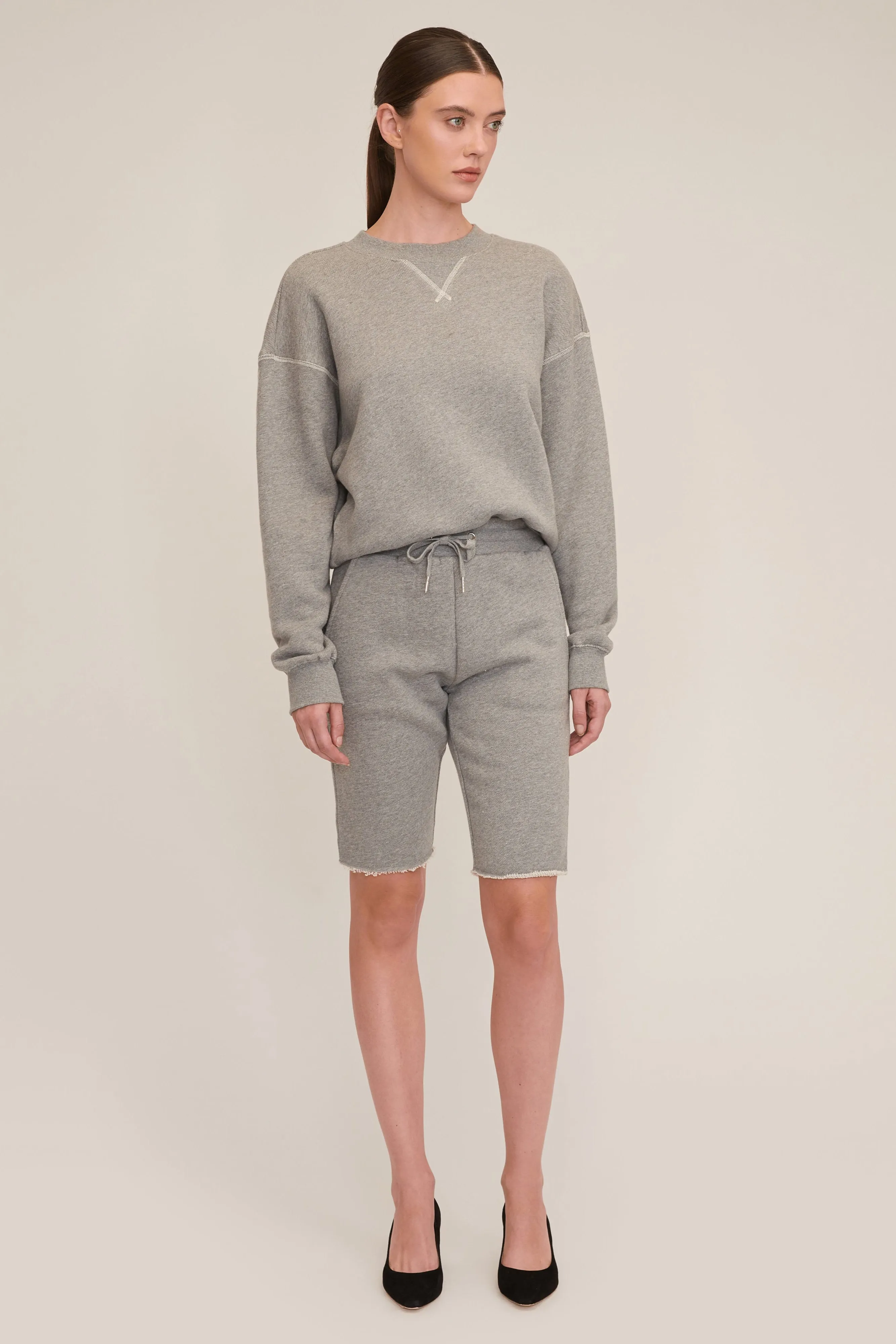 Romy Raw Edge French Terry Bermuda Short in Heather Grey sold by Marissa Webb product image thumbnail 4