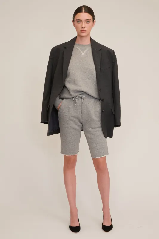 Romy Raw Edge French Terry Bermuda Short in Heather Grey sold by Marissa Webb
