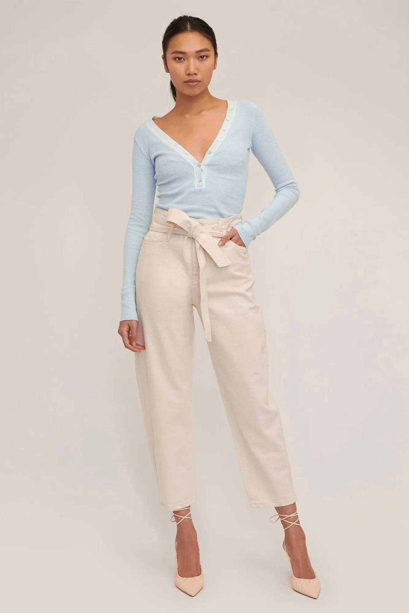 Stevie 80's Barrel Leg in Sand Dune sold by Marissa Webb product image thumbnail 5