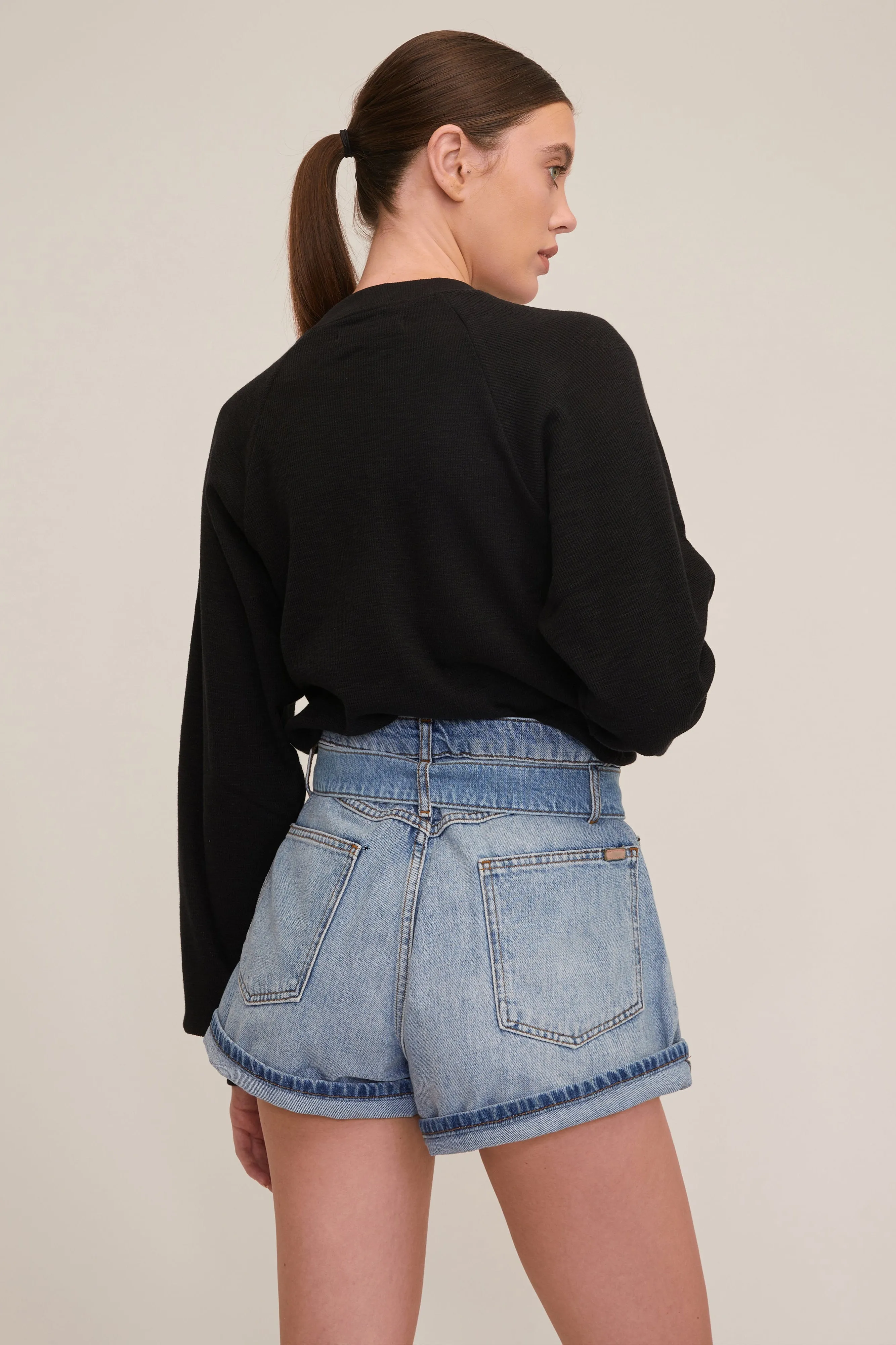 Banks Paper Bag Denim Boyfriend Short in Light Vintage Stone Wash sold by Marissa Webb product image thumbnail 2