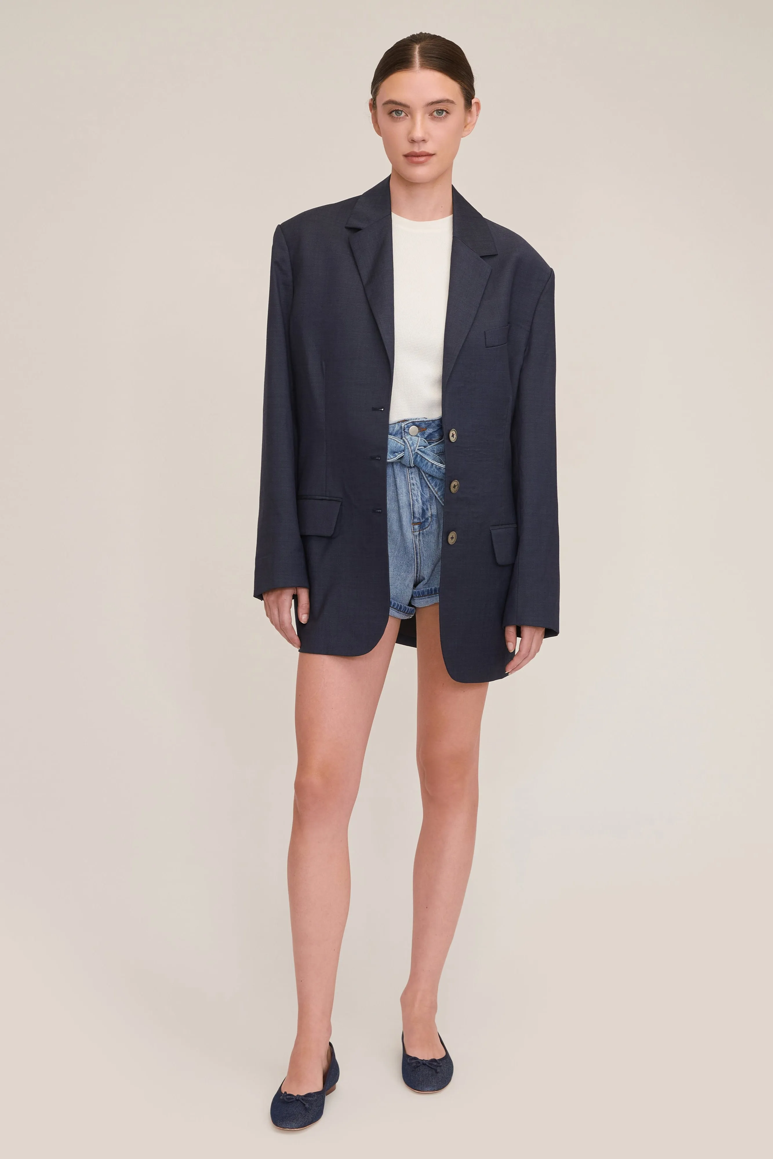 Banks Paper Bag Denim Boyfriend Short in Light Vintage Stone Wash sold by Marissa Webb product image thumbnail 5