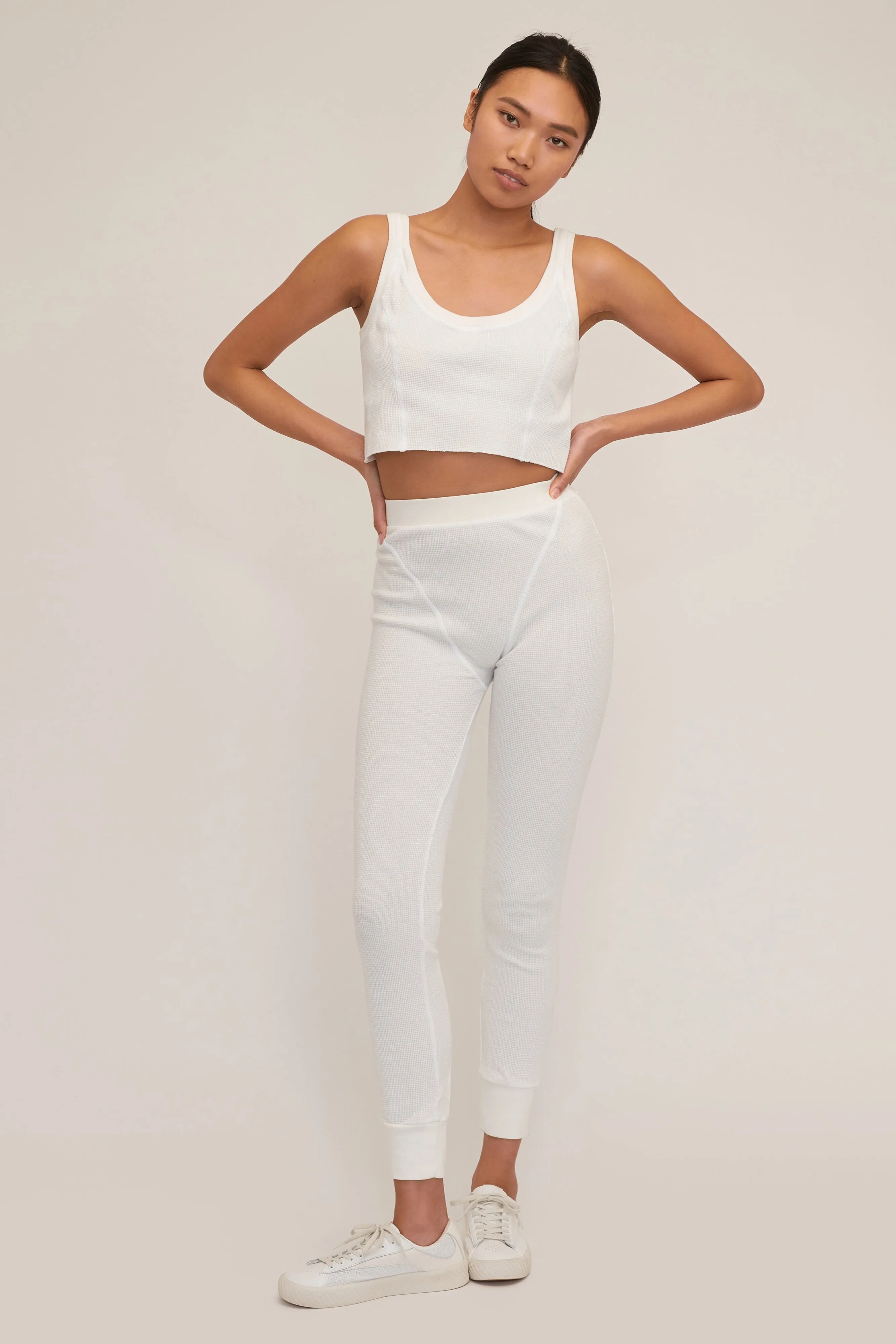 Stretch Waffle Aden Seamed Pant in Off White sold by Marissa Webb