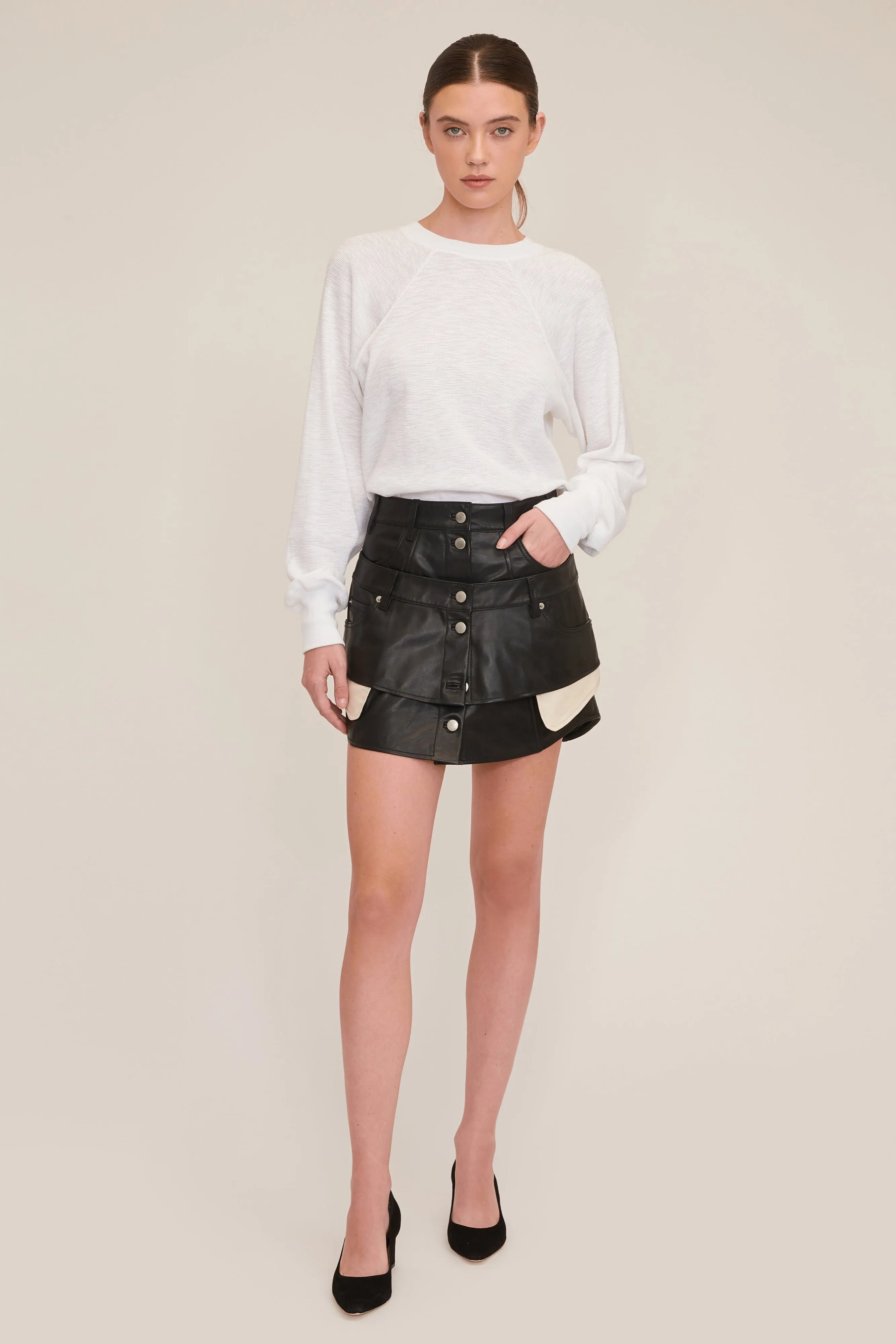 So Uptight Waffle Knit Crewneck in White sold by Marissa Webb product image thumbnail 3