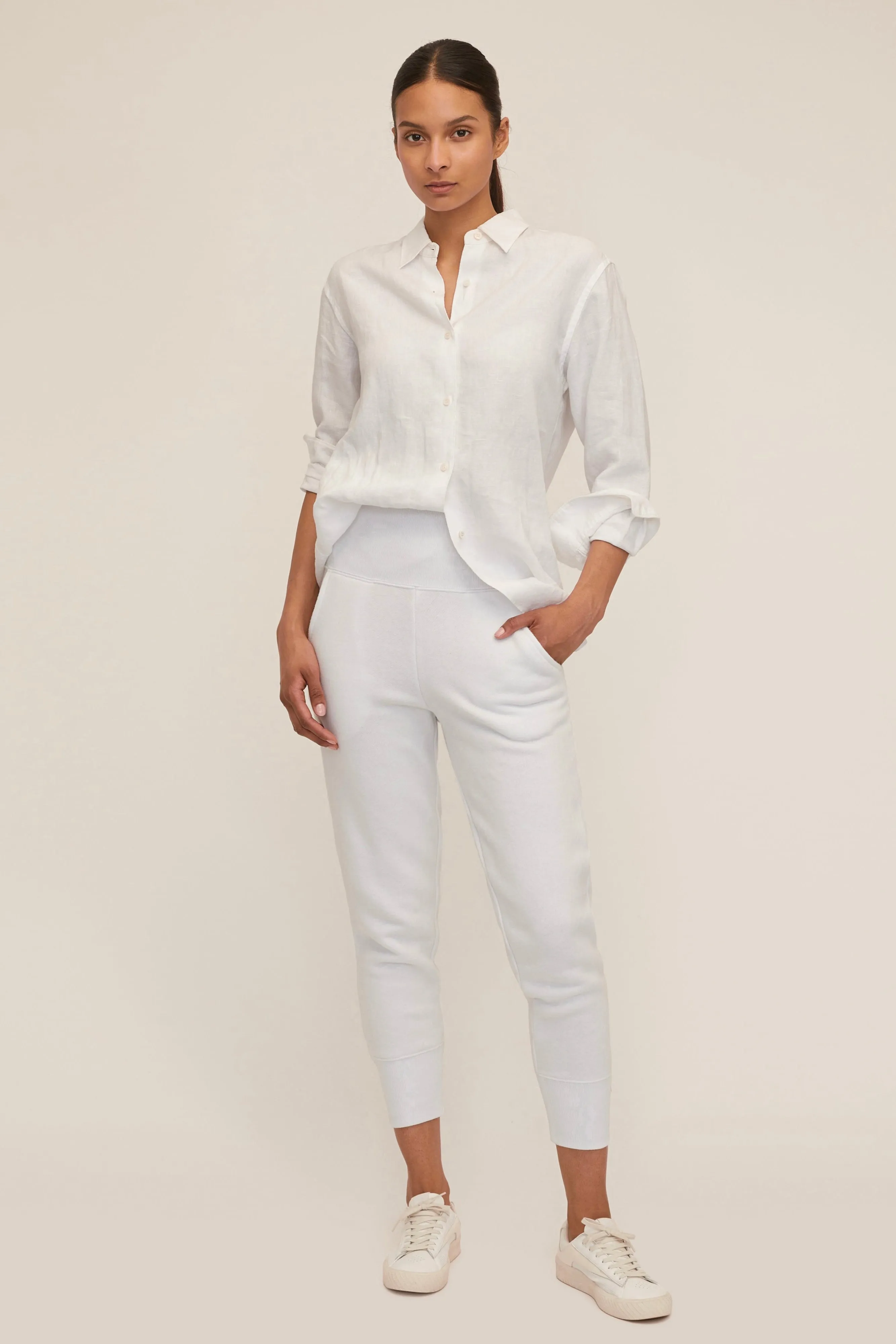 So High Waisted French Terry Sweatpants in White sold by Marissa Webb