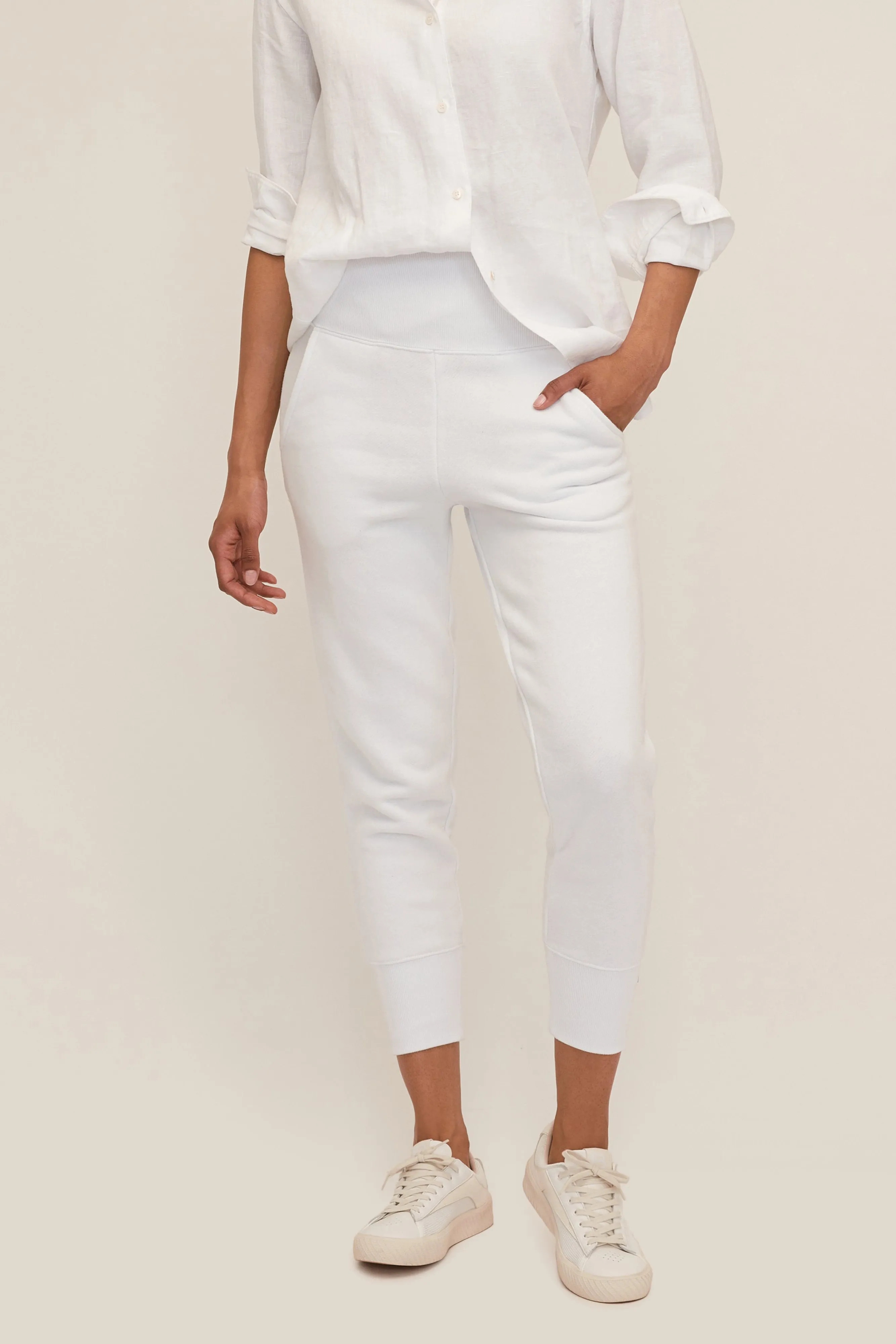 So High Waisted French Terry Sweatpants in White sold by Marissa Webb product image thumbnail 3