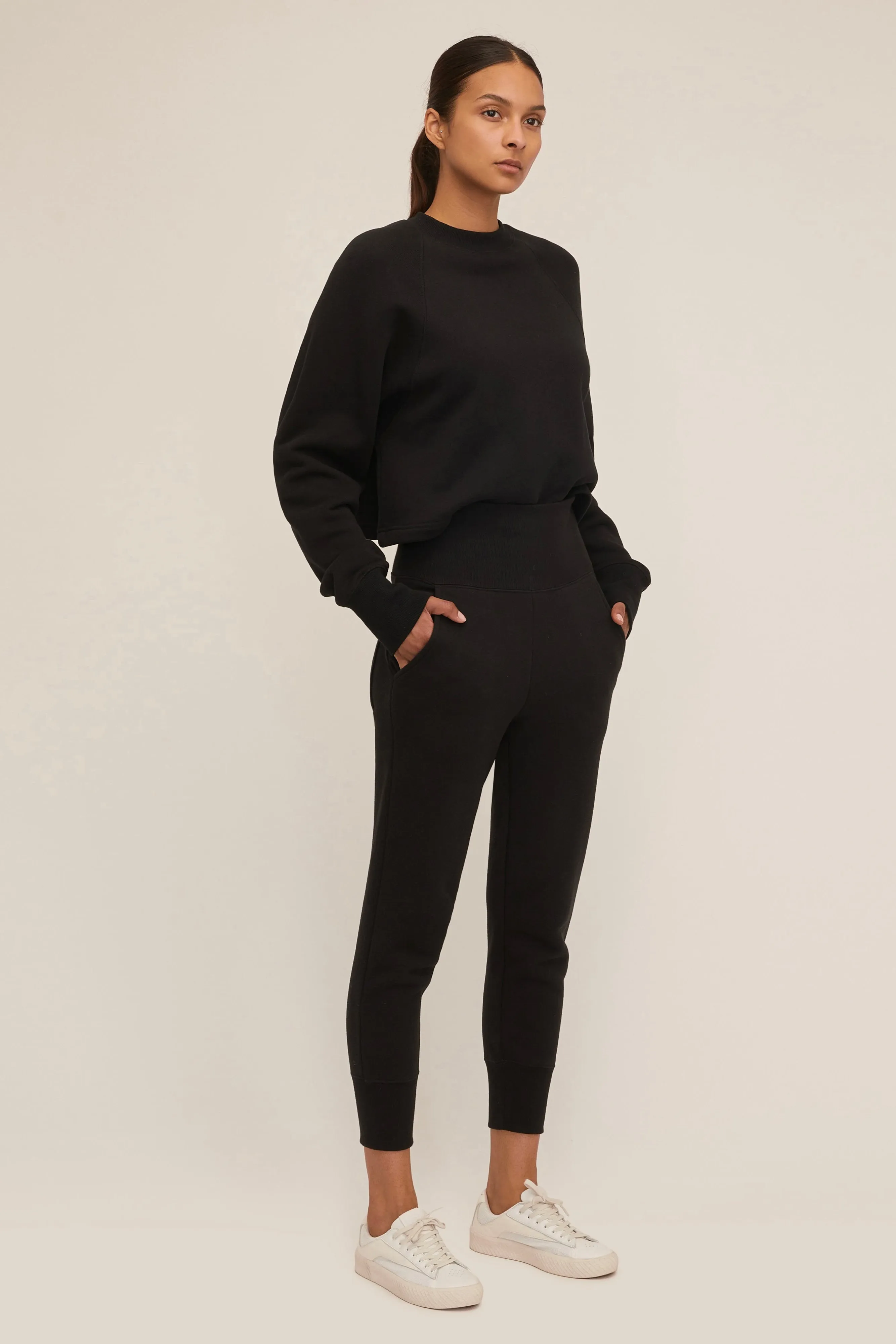 So High Waisted French Terry Sweatpants in Black sold by Marissa Webb