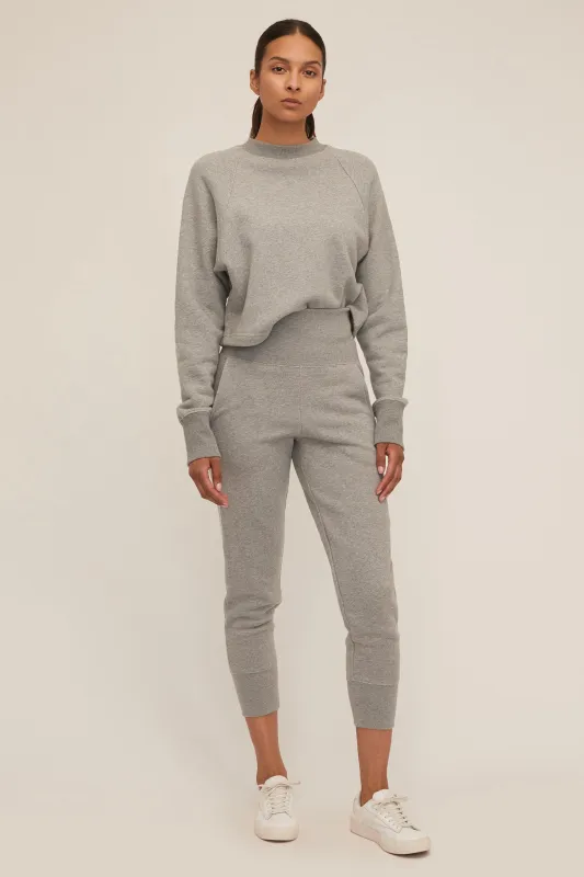 So Uptight Cropped Raglan French Terry Sweatshirt in Heather Grey sold by Marissa Webb