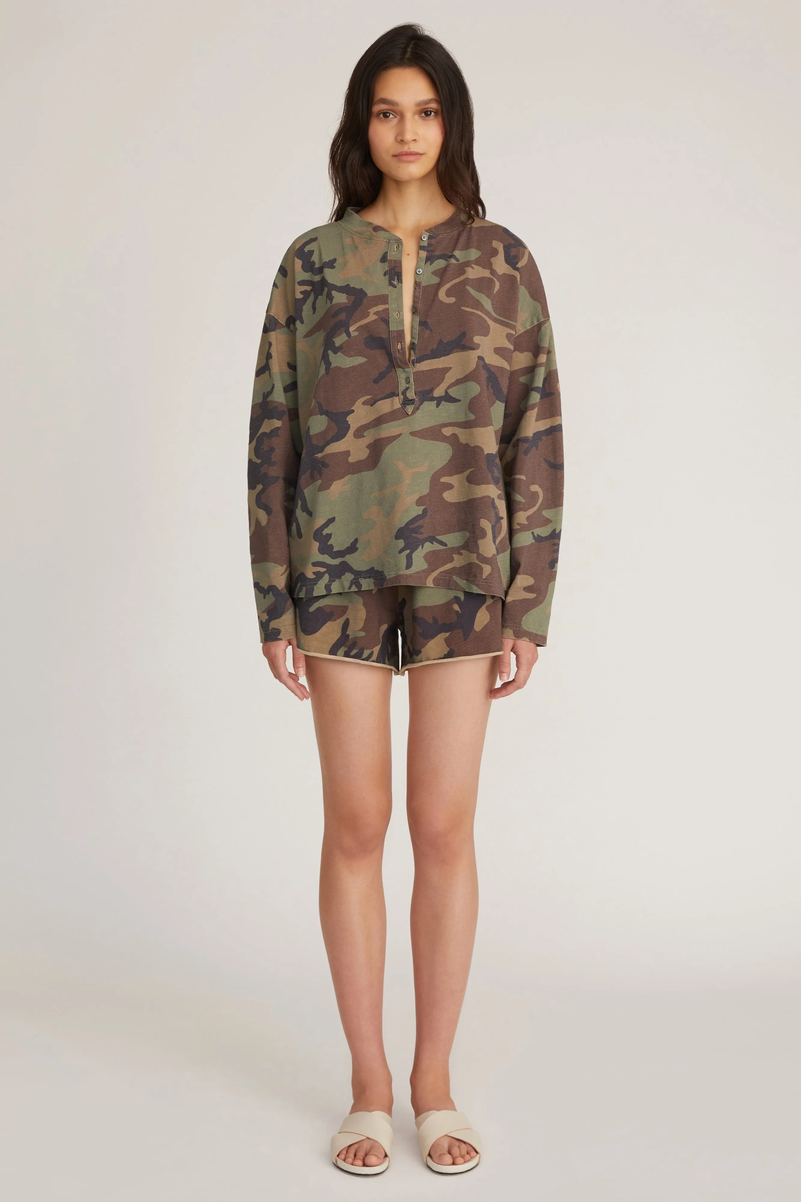 So Relaxed Boyfriend Slub Jersey Long Sleeve Camo Henley sold by Marissa Webb product image thumbnail 3