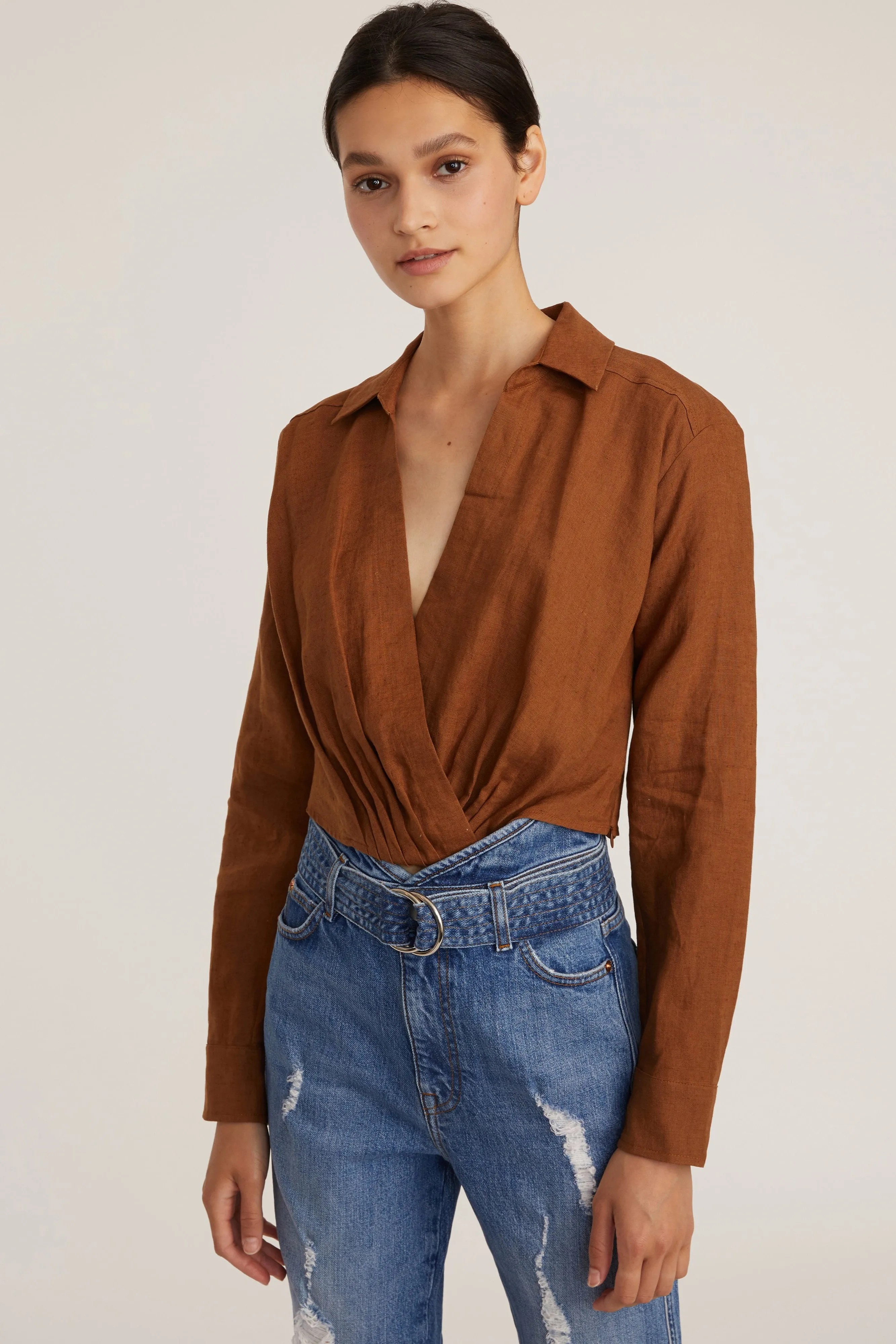 Maxwell Linen Shirt in Bourbon sold by Marissa Webb product image thumbnail 3