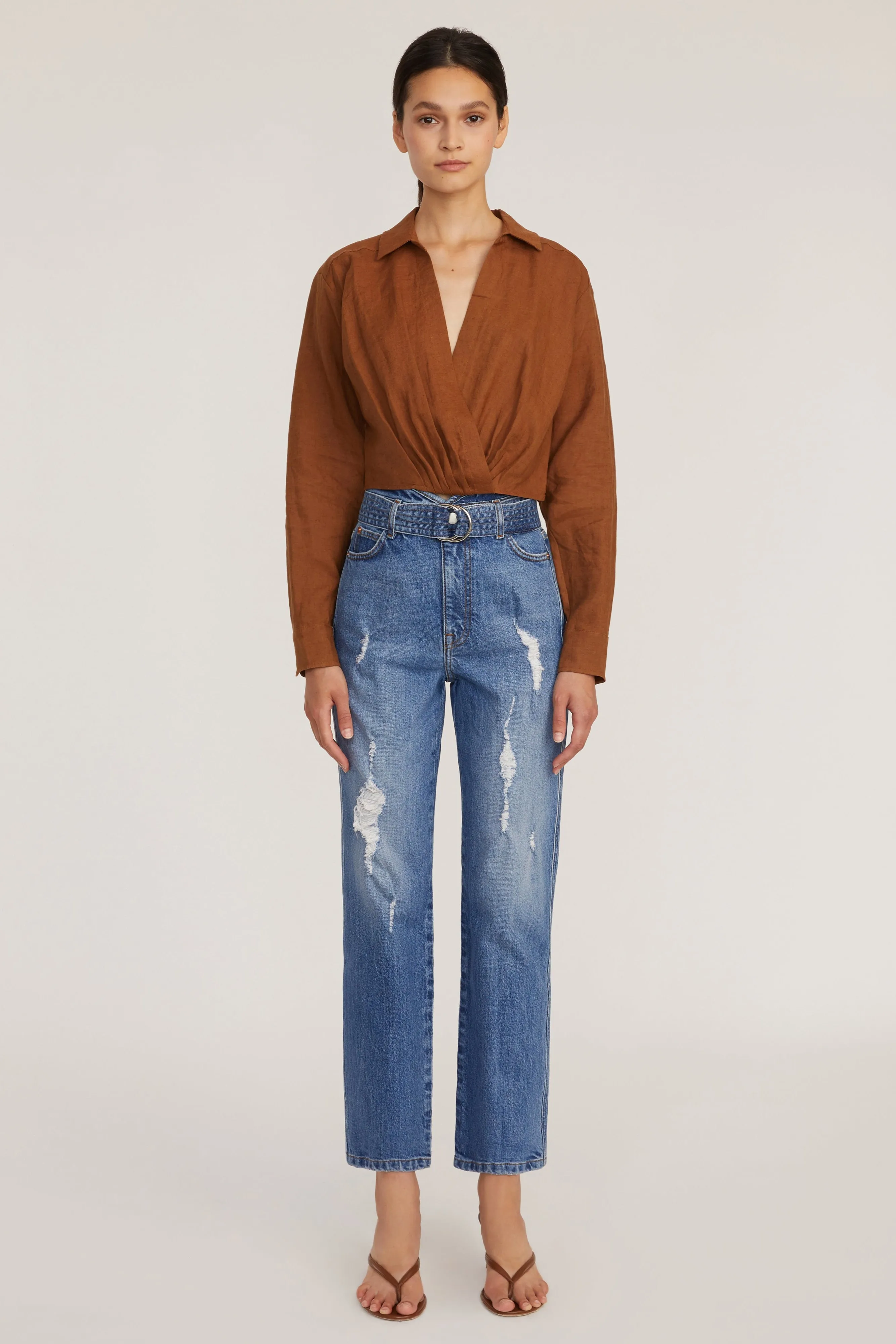 Maxwell Linen Shirt in Bourbon sold by Marissa Webb product image thumbnail 4