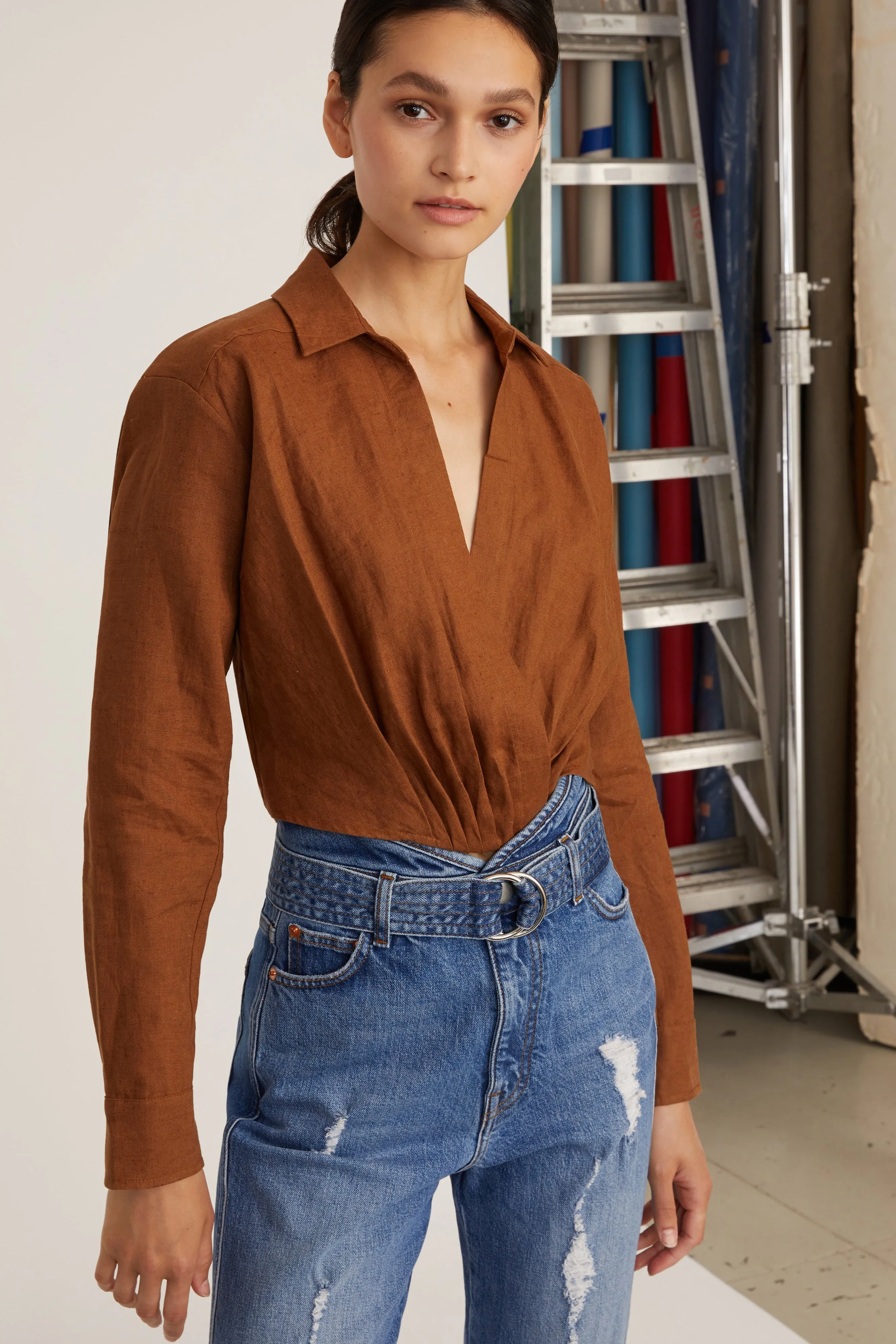 Maxwell Linen Shirt in Bourbon sold by Marissa Webb product image thumbnail 2