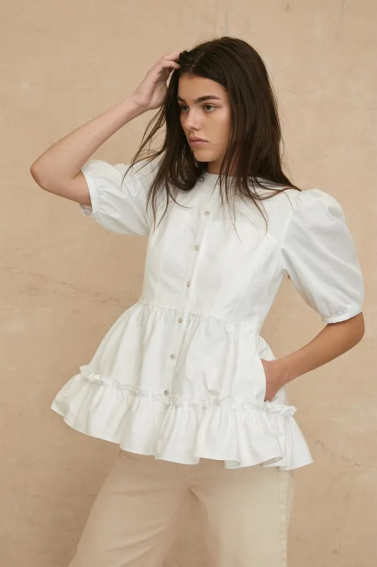 Freya Oxford Corset Seamed Blouse made by Marissa Webb