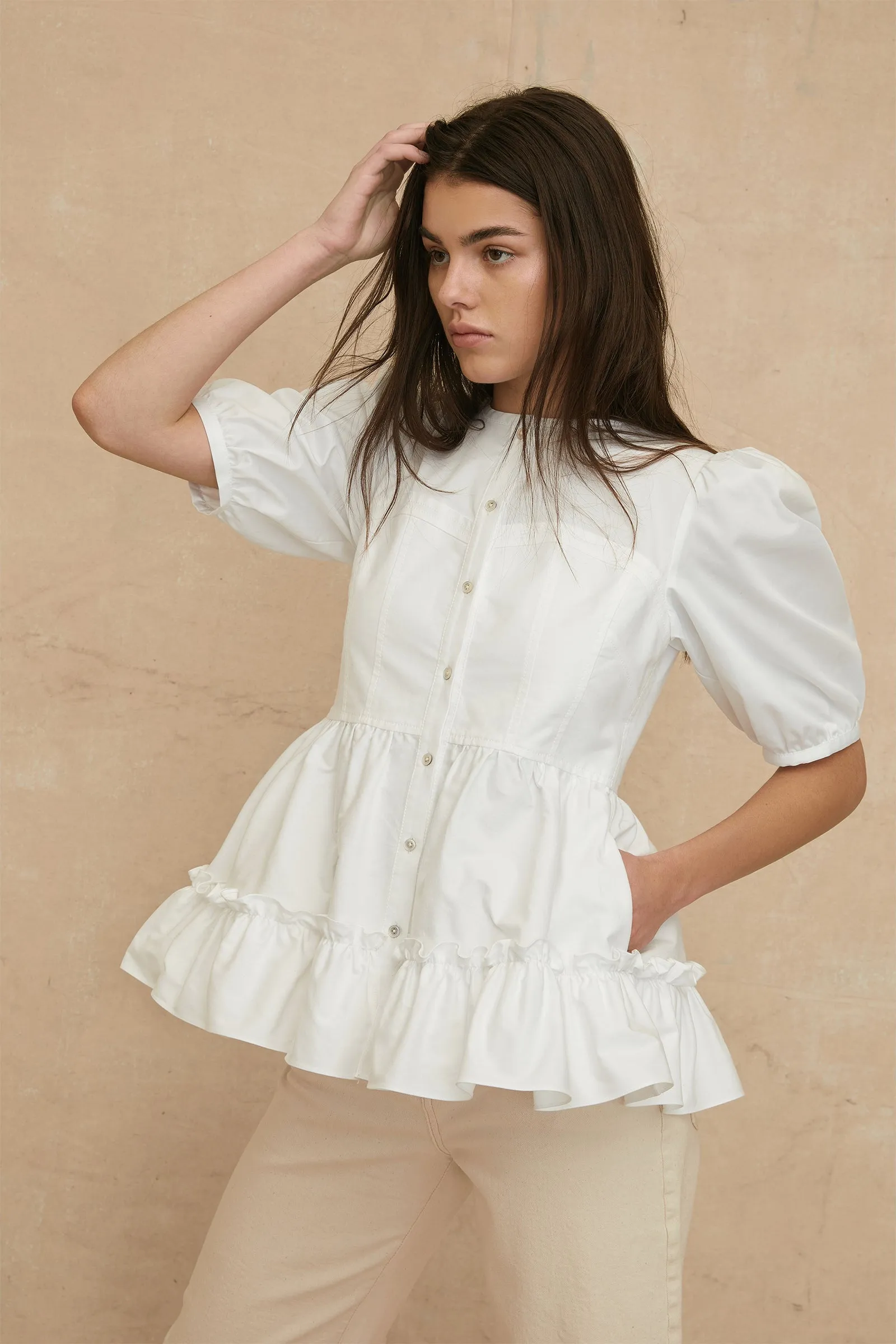 Freya Oxford Corset Seamed Blouse sold by Marissa Webb