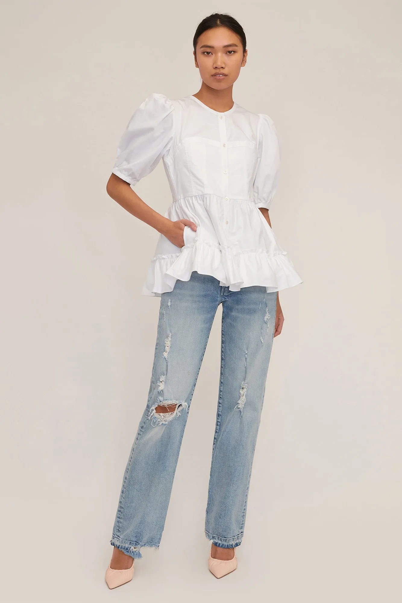 Freya Oxford Corset Seamed Blouse sold by Marissa Webb product image thumbnail 2